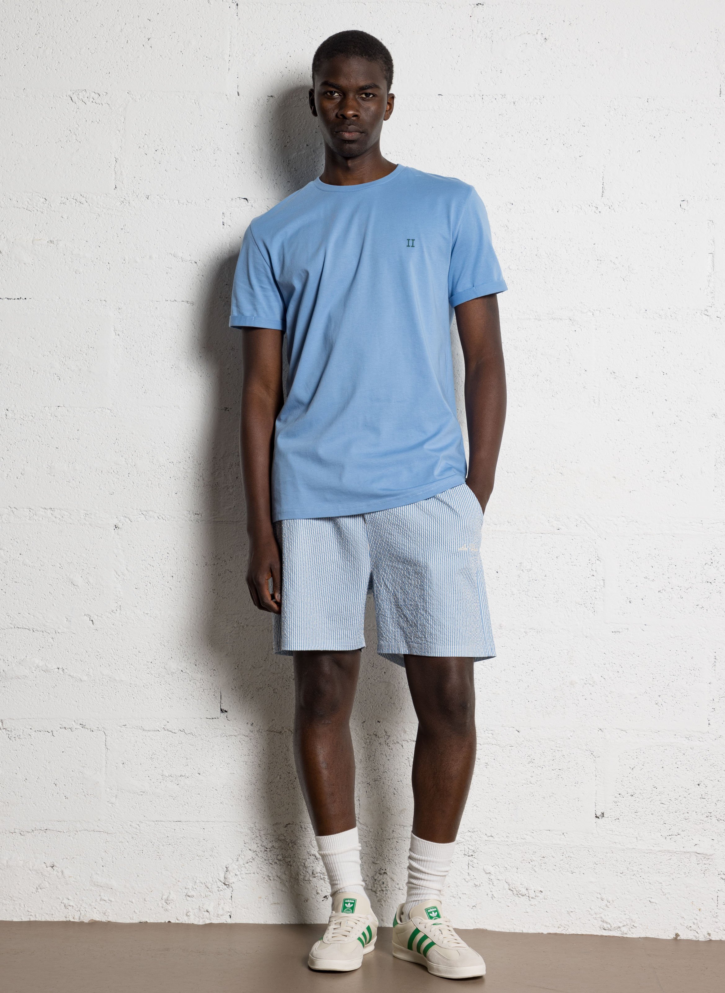 Straight striped shorts LES DEUX Blue