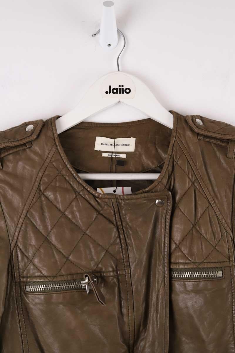 Leather jacket ISABEL MARANT ÉTOILE - SECONDE MAIN Khaki