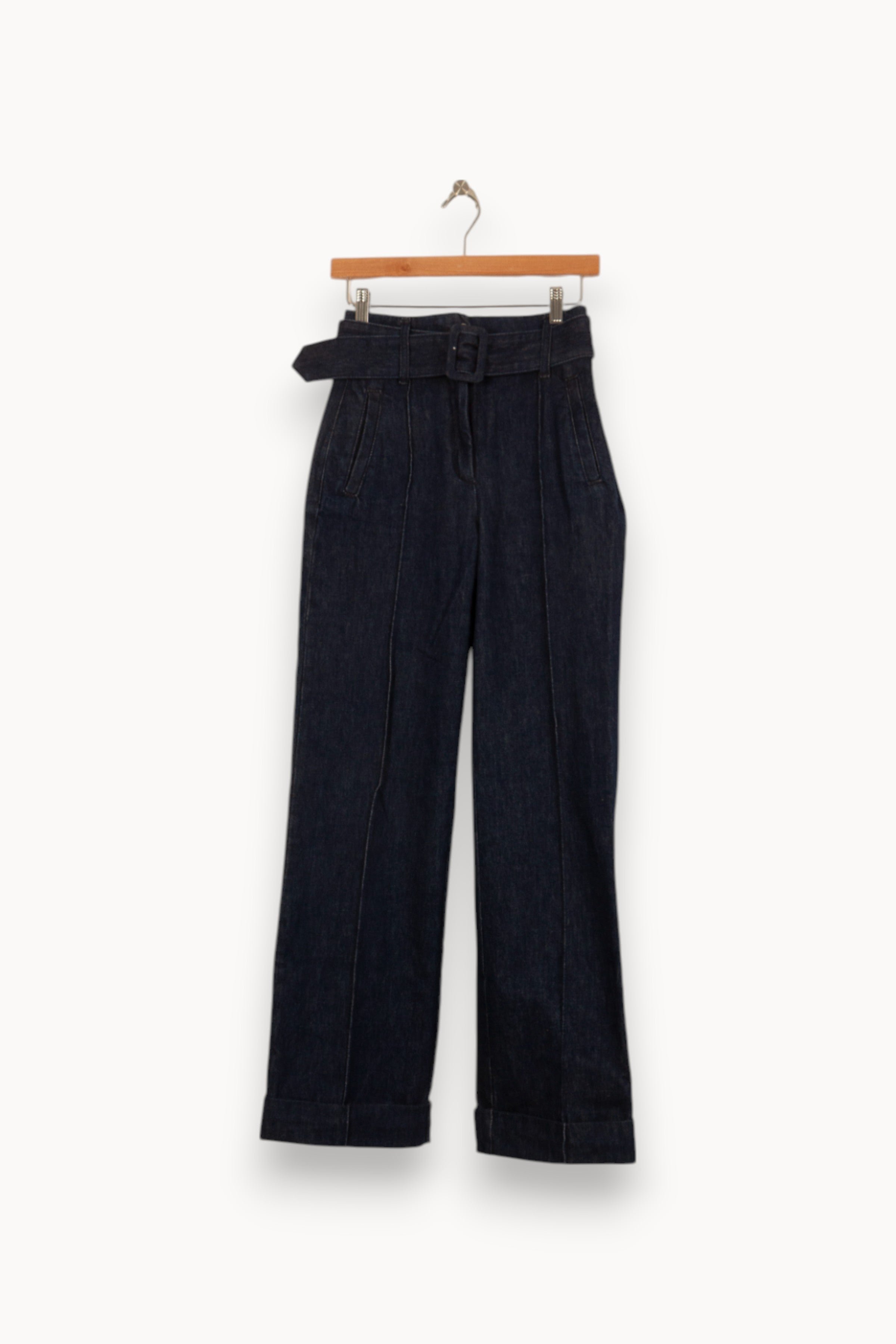 Cropped slim jeans with studs SEZANE - Seconde main Blue
