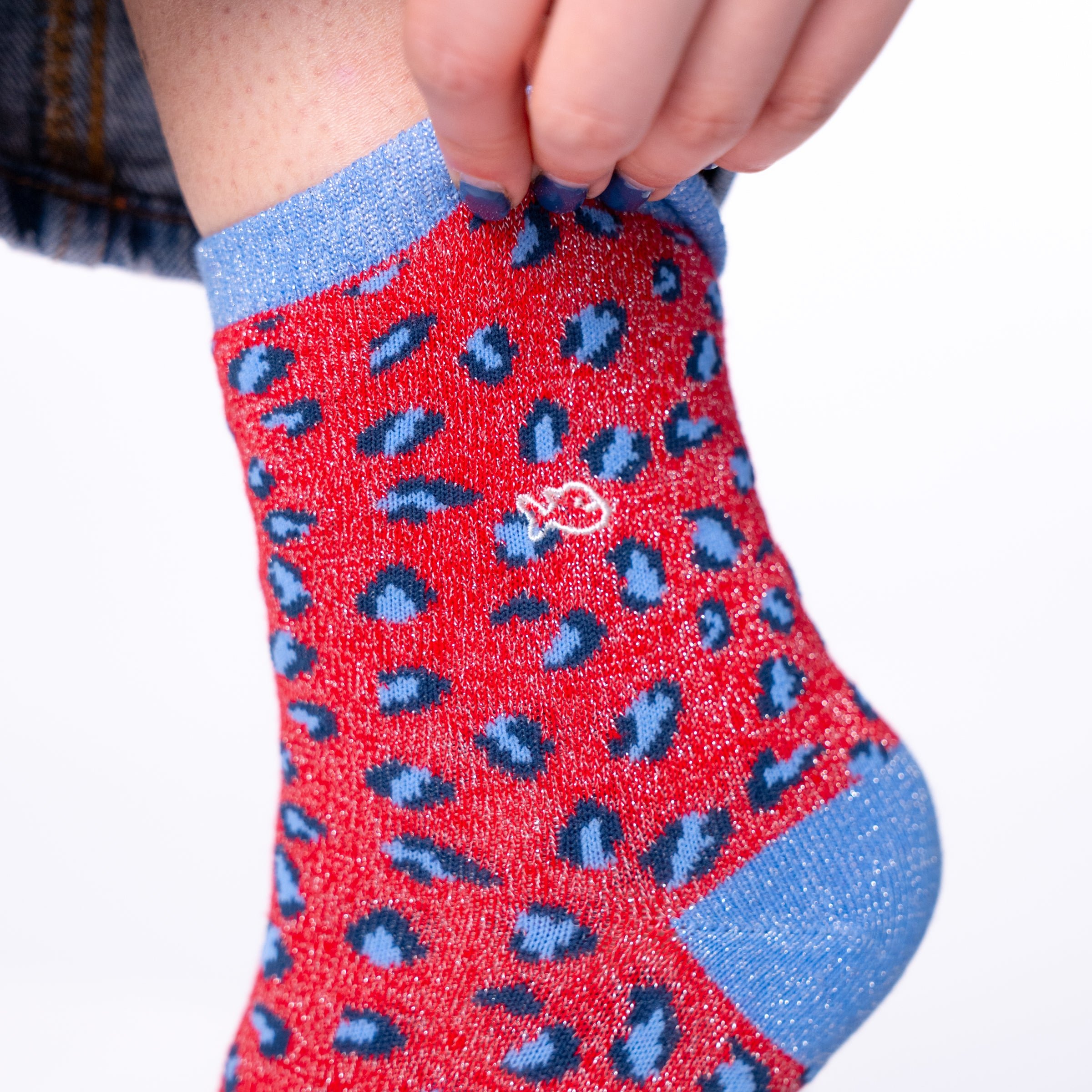 Leopard Combed Cotton Socks BILLYBELT Red