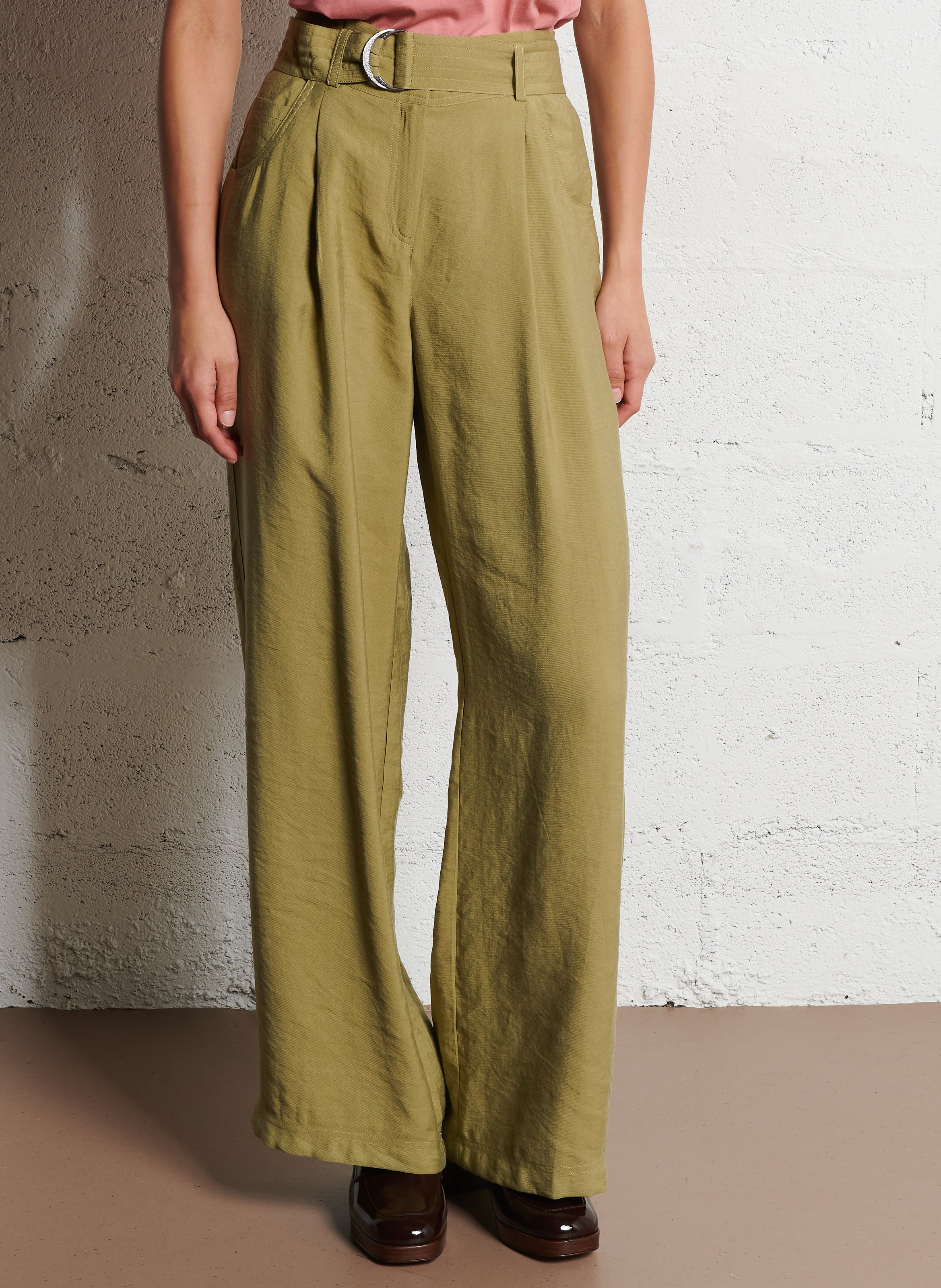 Pantalon fluide taille haute ceinturé  BA&SH Kaki