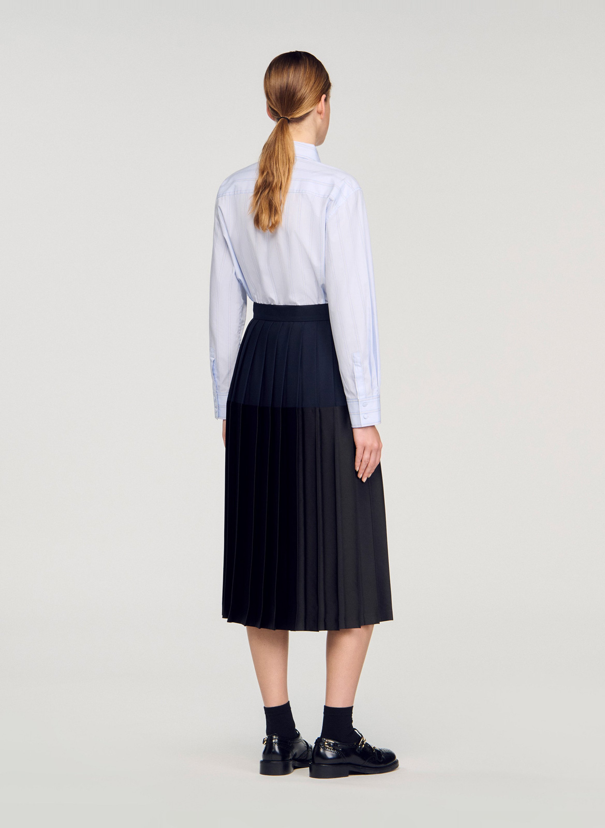 Mid-length pleated skirt SANDRO Blue