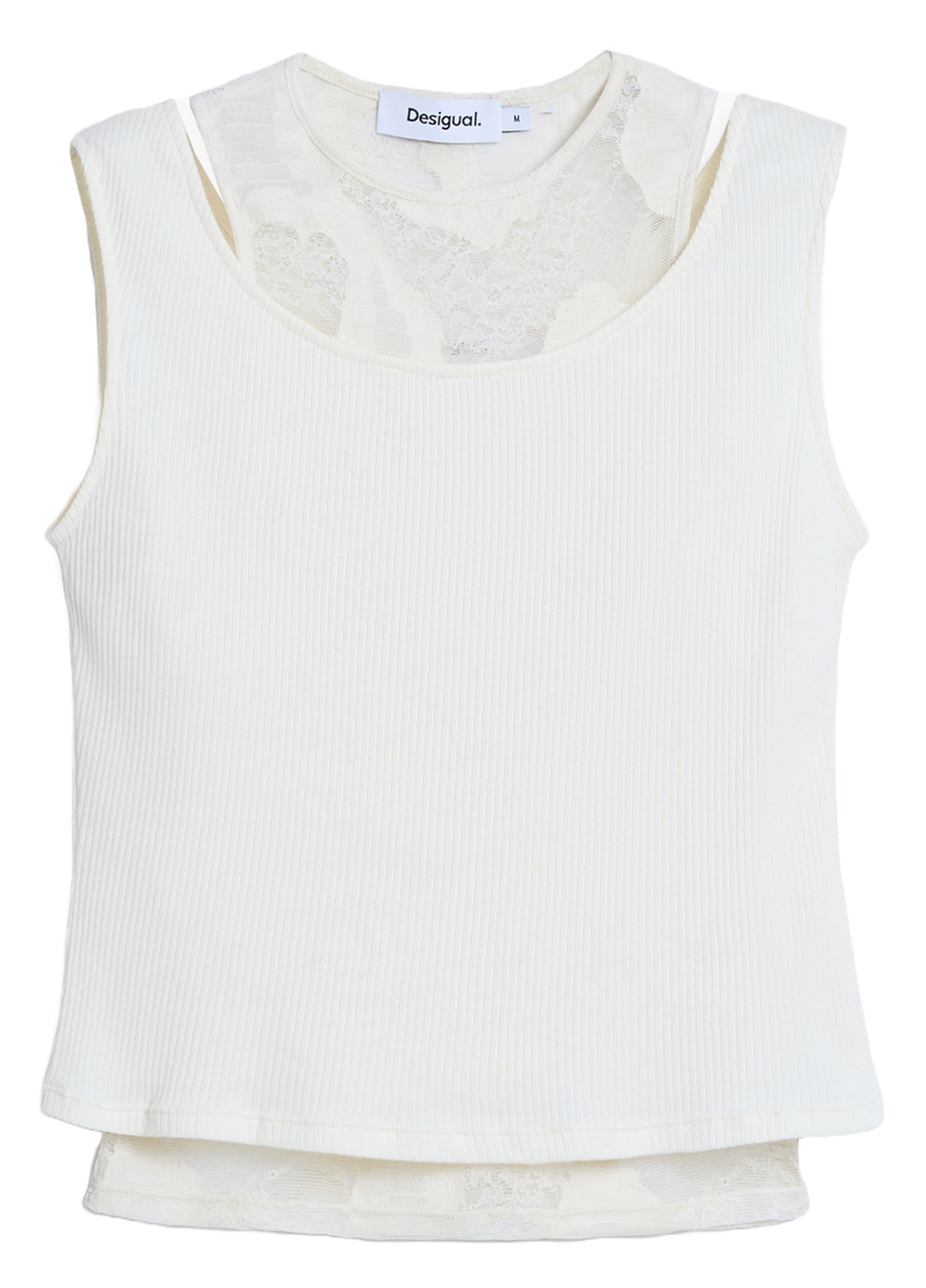 Débardeur double dentelle DESIGUAL Blanc