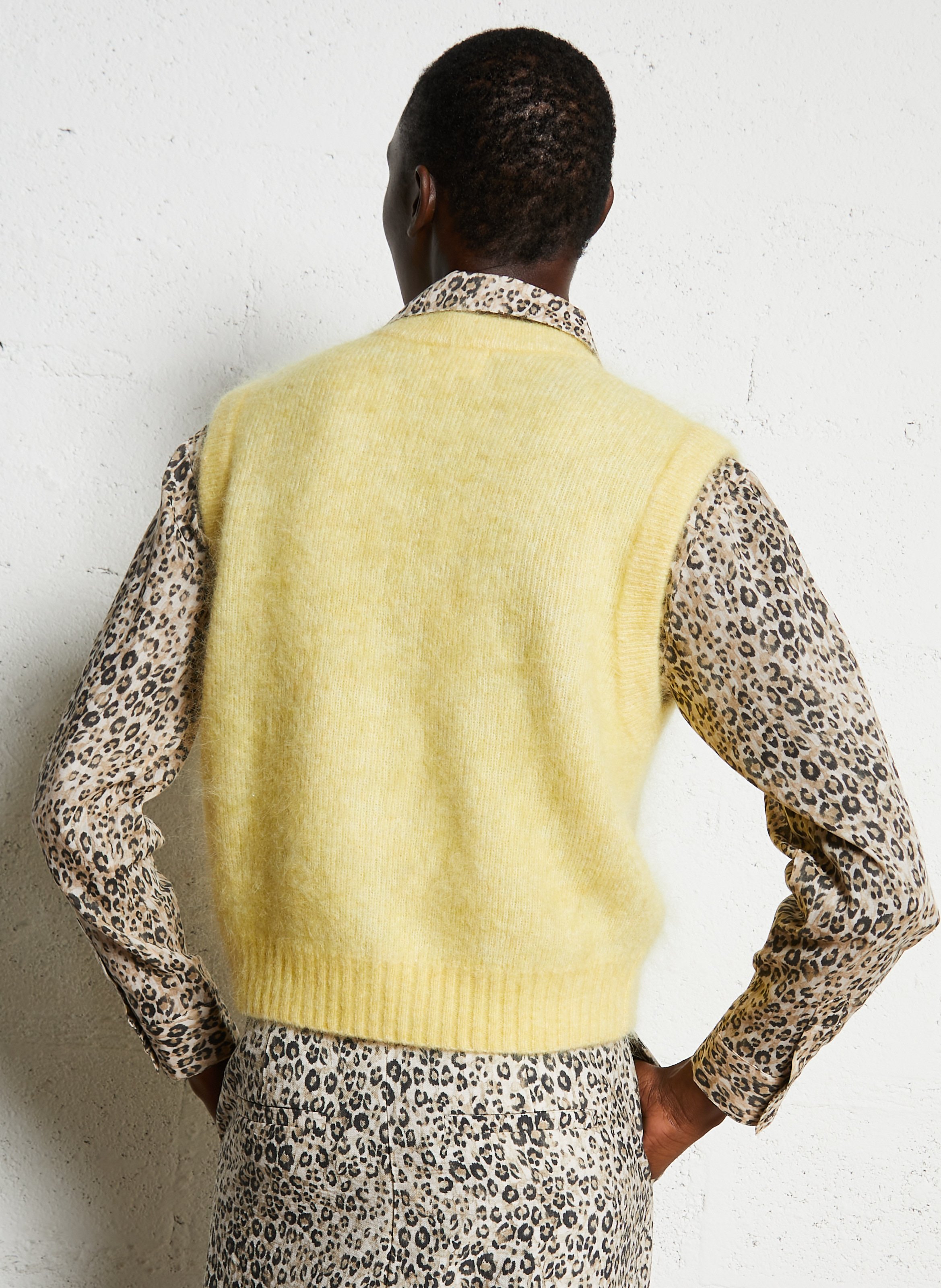 Straight mohair-blend cardigan MAISON 123 Yellow