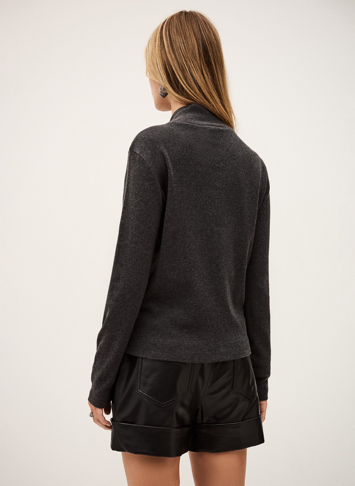 Pull col montant en en coton BA&SH Noir