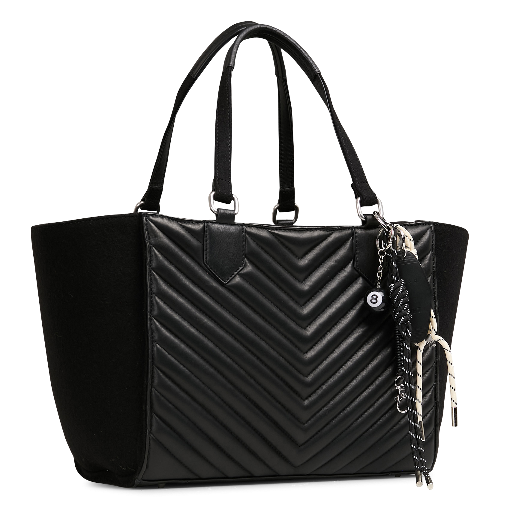 Quilted Chevron Mix Tote IKKS Black