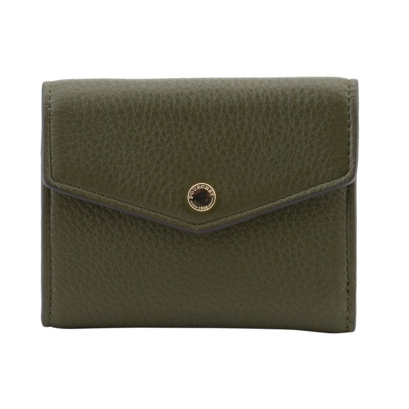 Leather coin purse POURCHET Khaki
