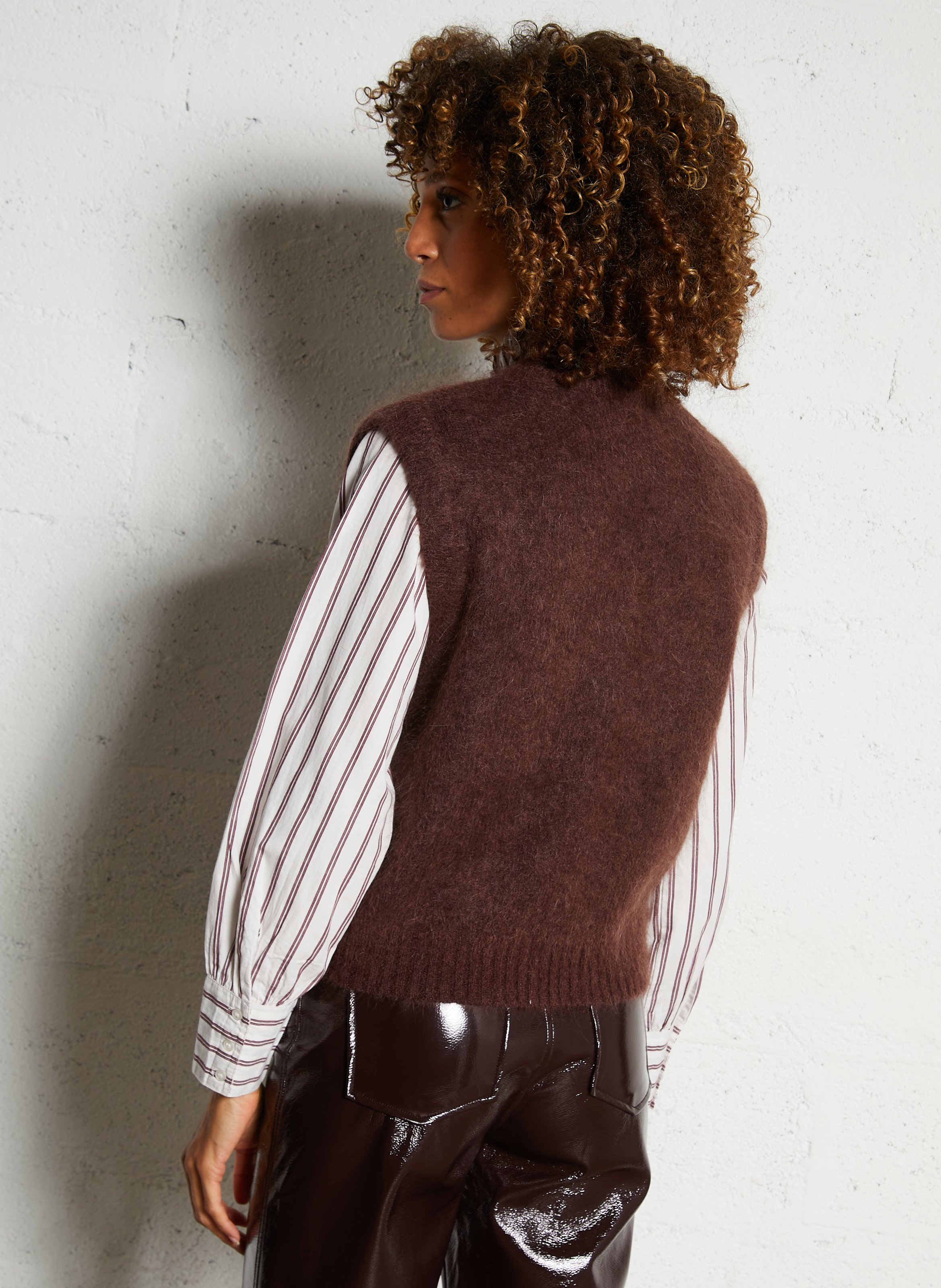 Straight mohair-blend cardigan Purple