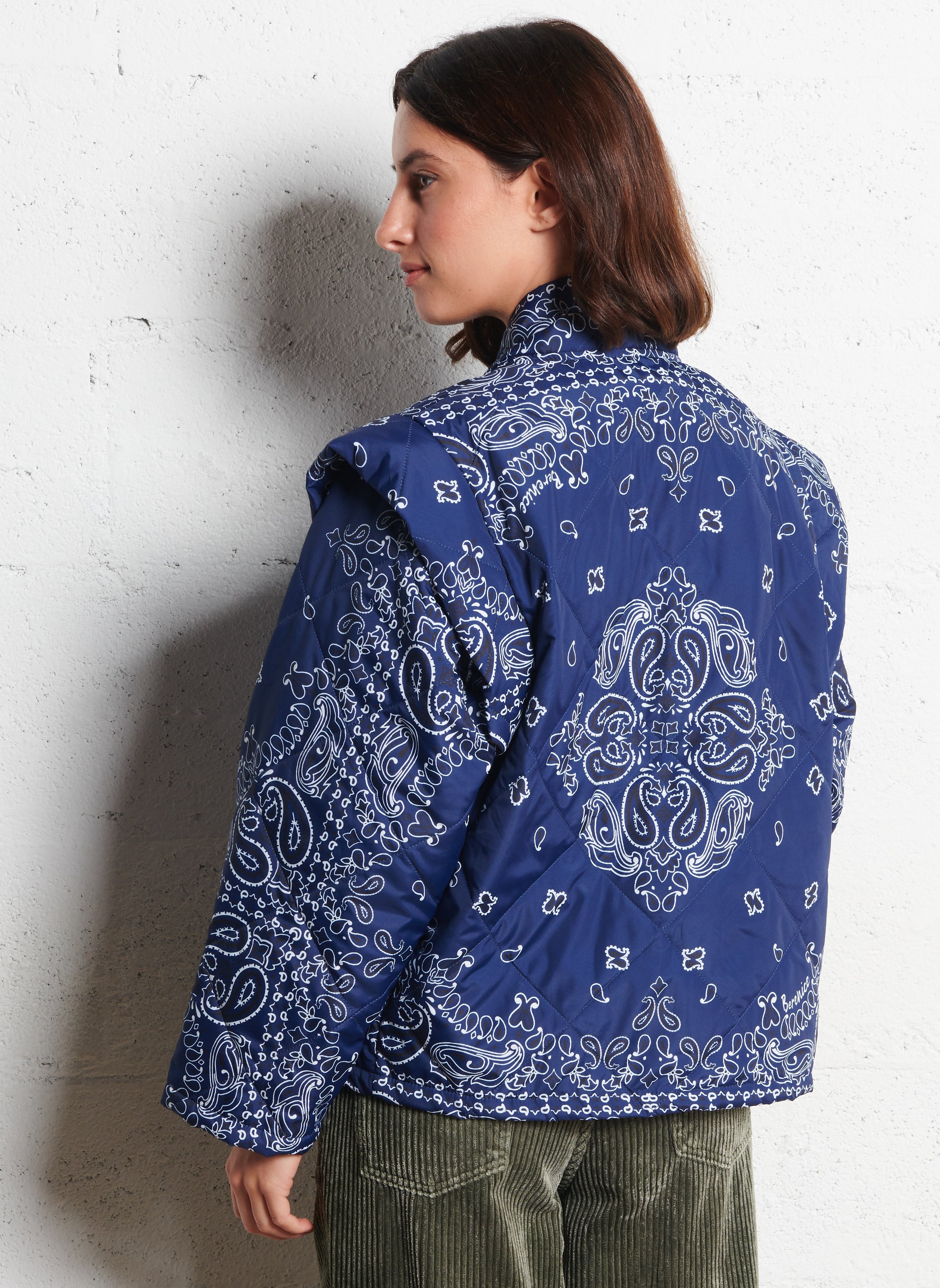 Veste matelassée bandana avec manches amovibles BERENICE Bleu