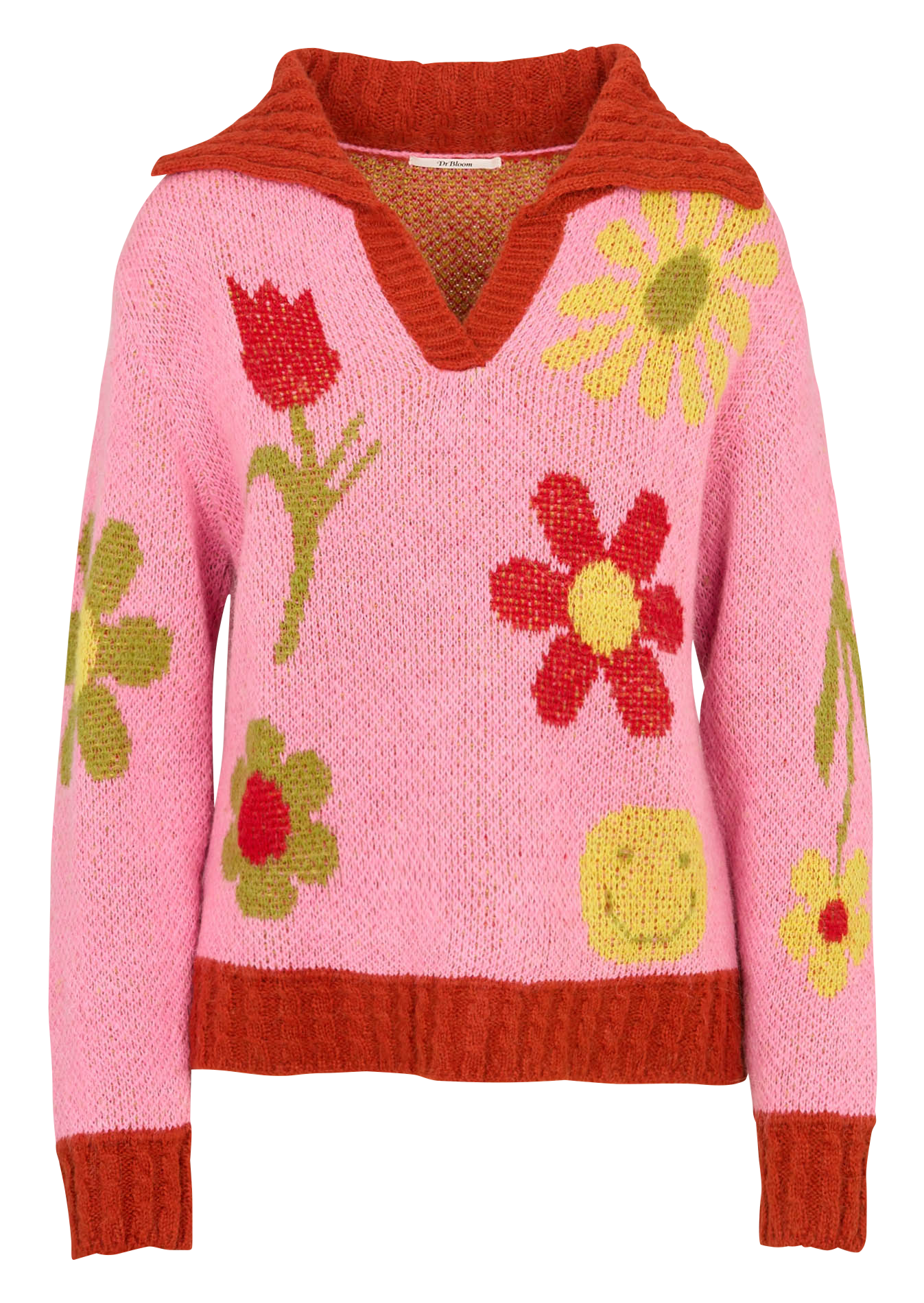 Pull oversize col V à motifs DR BLOOM Rose