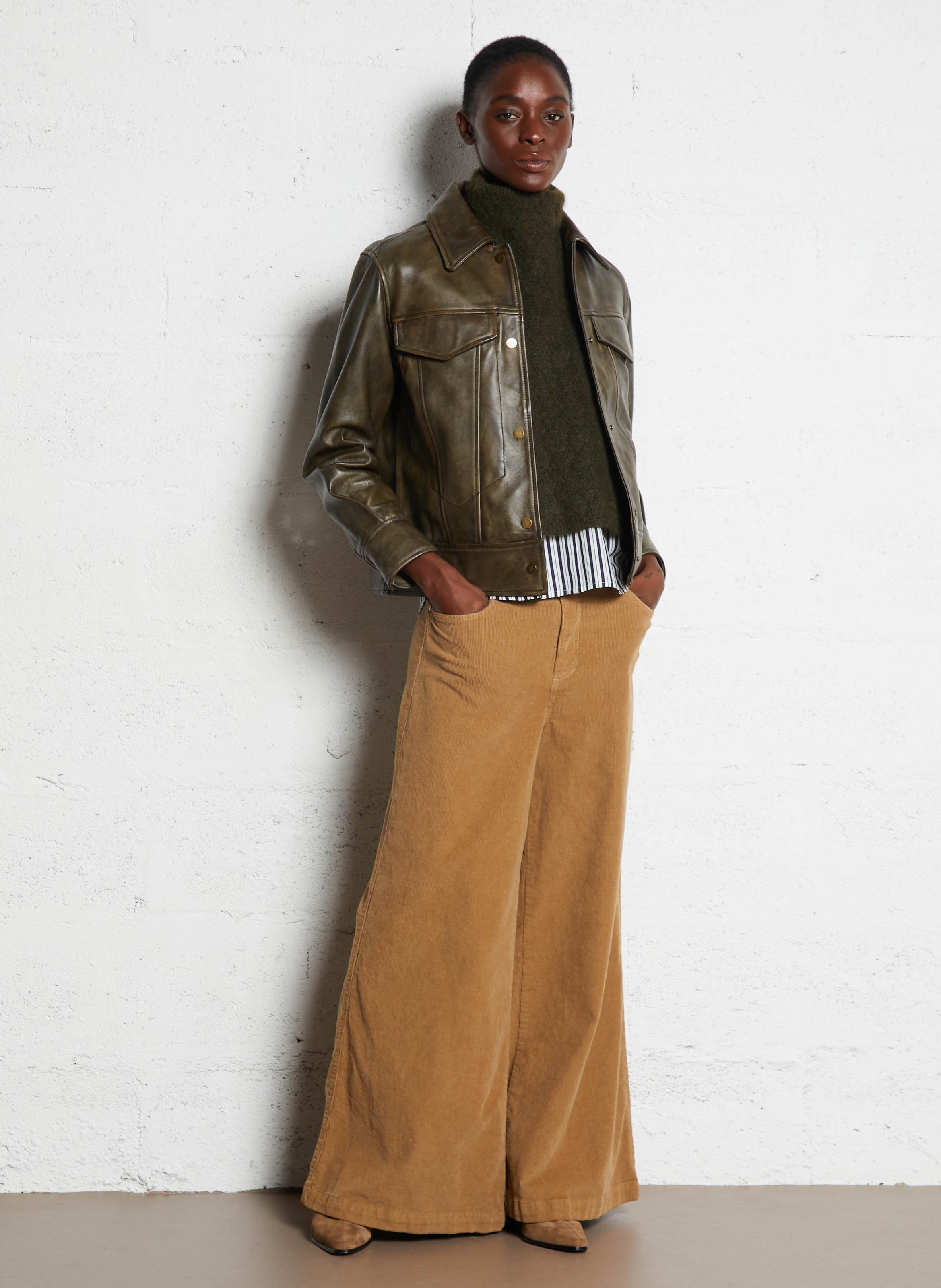 Bottines à talons en cuir velours RIVECOUR Marron