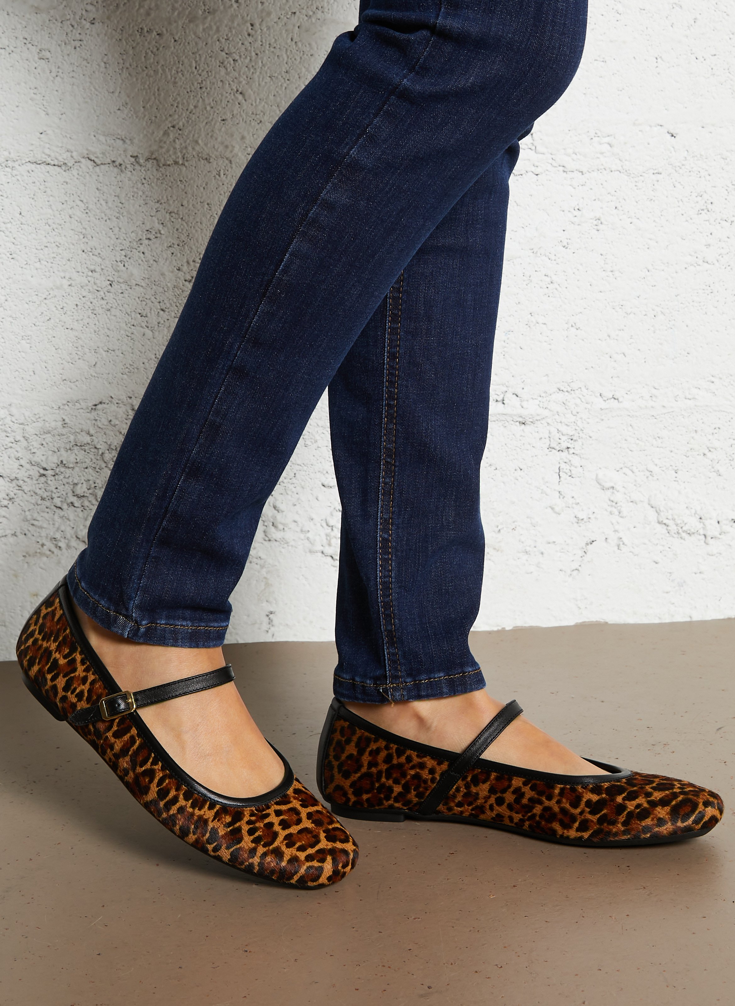 Ballerina's met luipaardprint REQINS Bruin