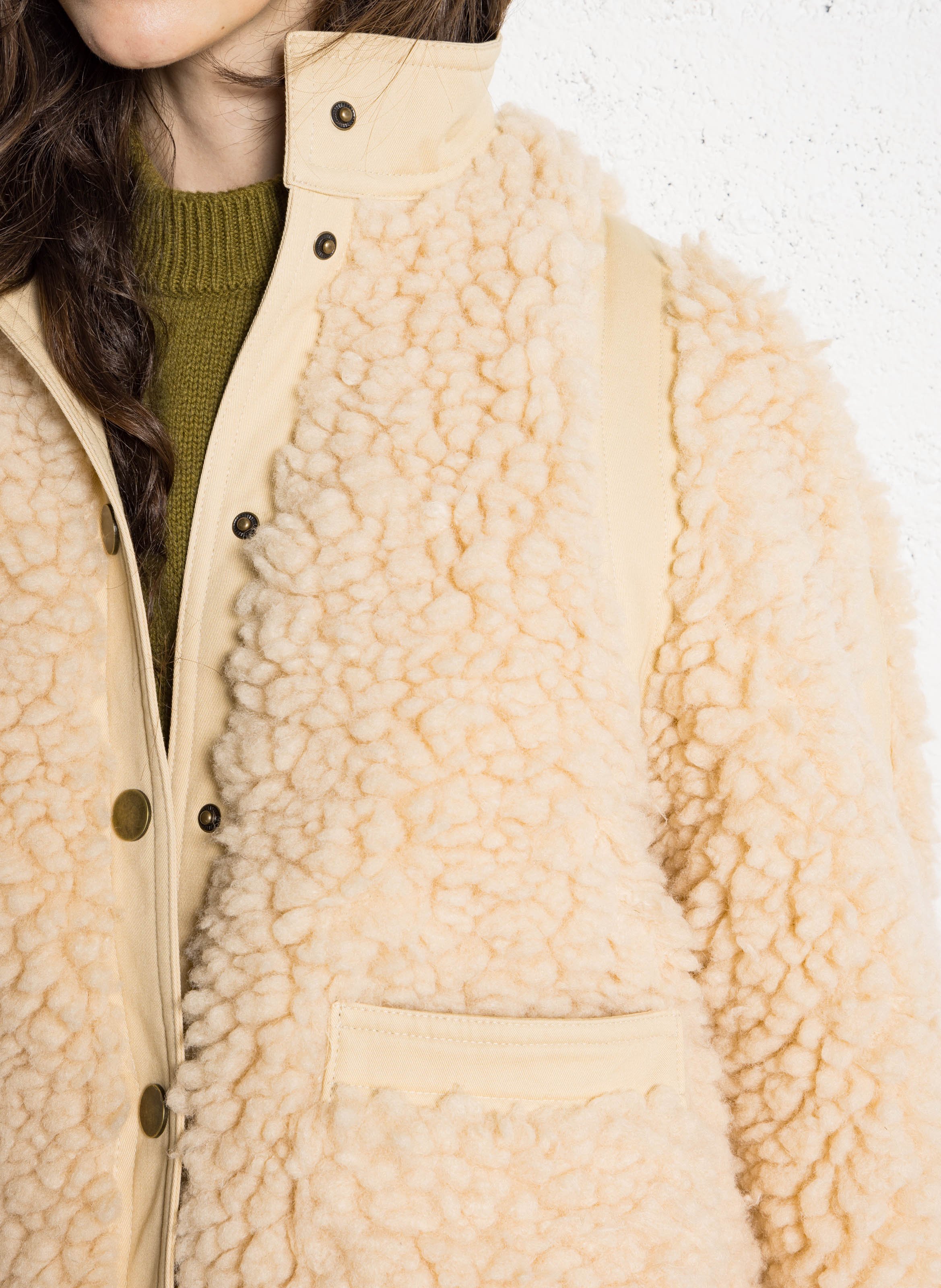 Sherpajack met opstaande kraag LEON & HARPER Wit