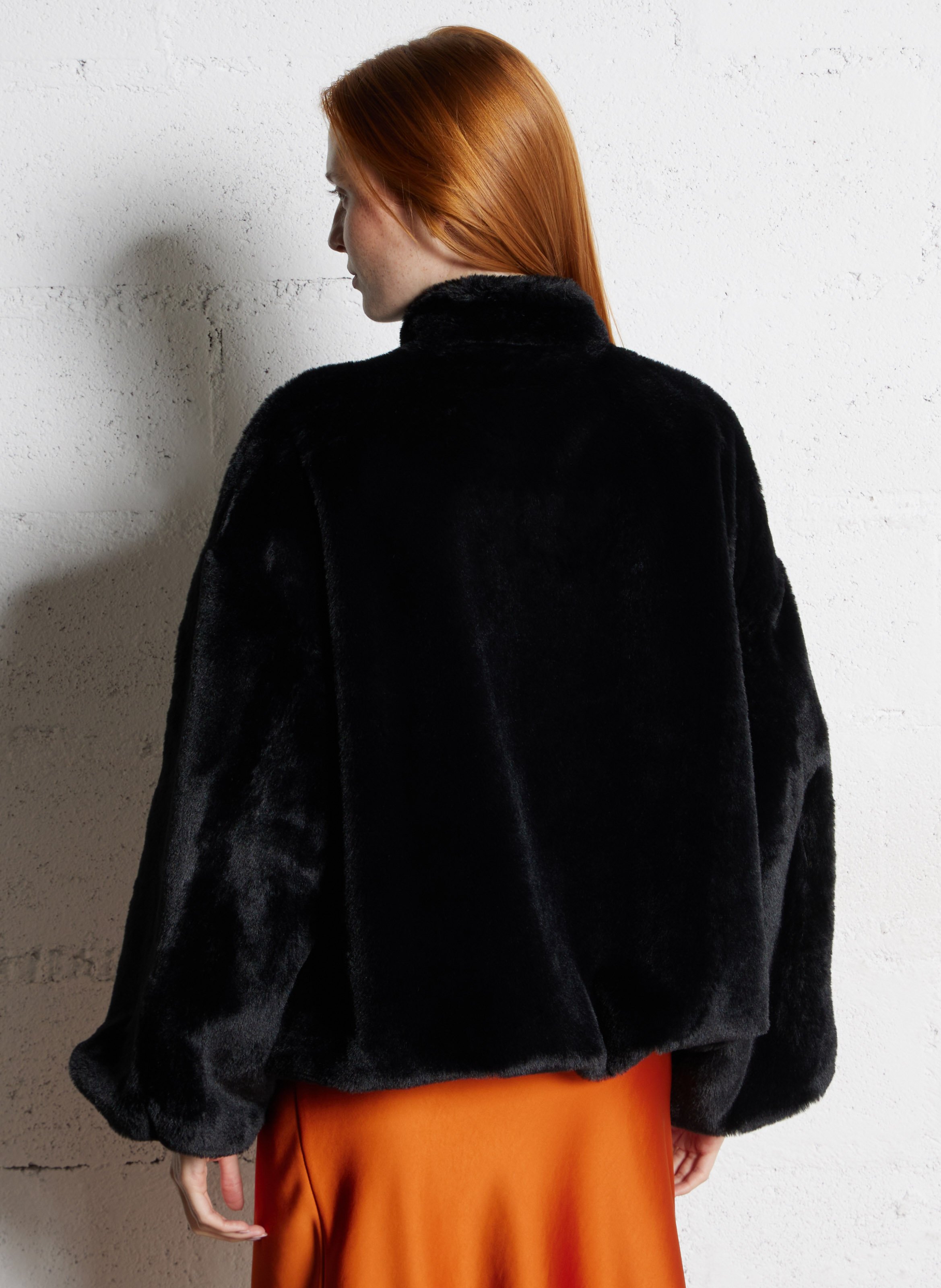 Ritssluiting jas in effen nepbont IMPERIAL Zwart