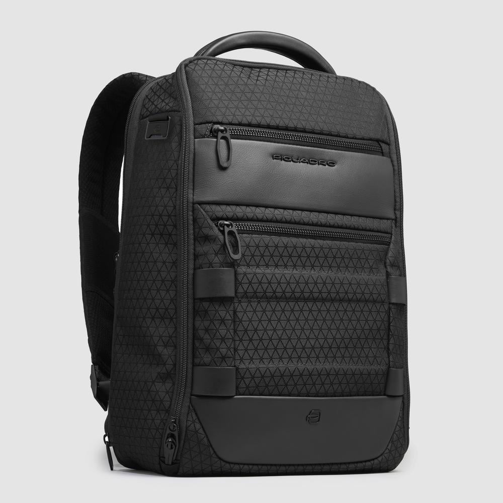 Modular travel backpack for computer and ipad® with glasses pocket and anti-theft system PIQUADRO Black