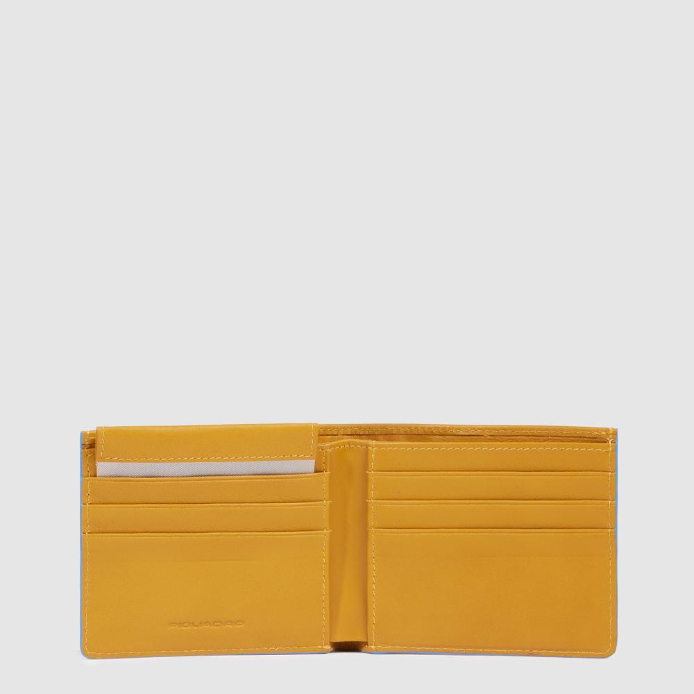 Men's leather wallet with removable ID holder and RFID protection PIQUADRO Yellow