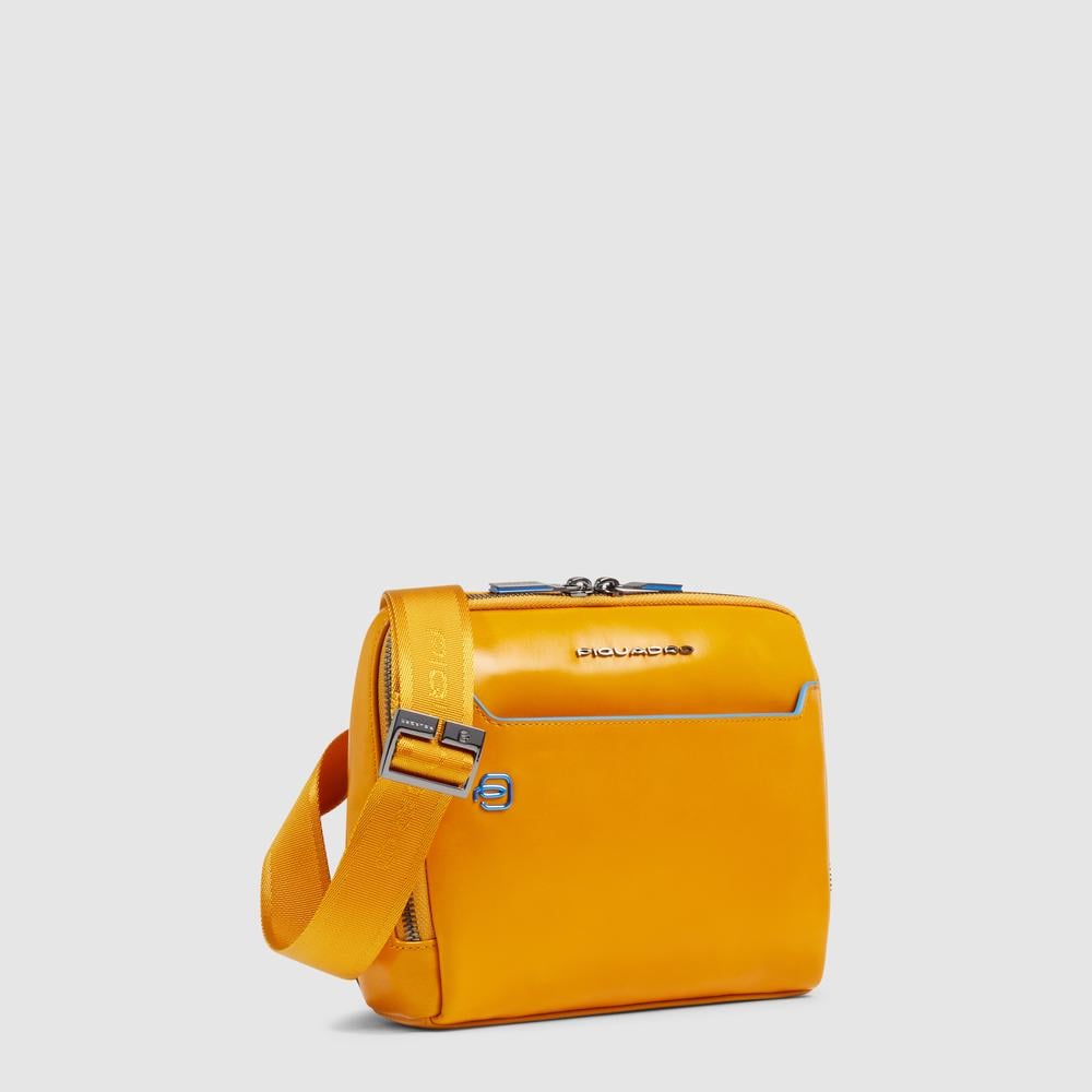 Men's leather crossbody bag with RFID protection PIQUADRO Yellow