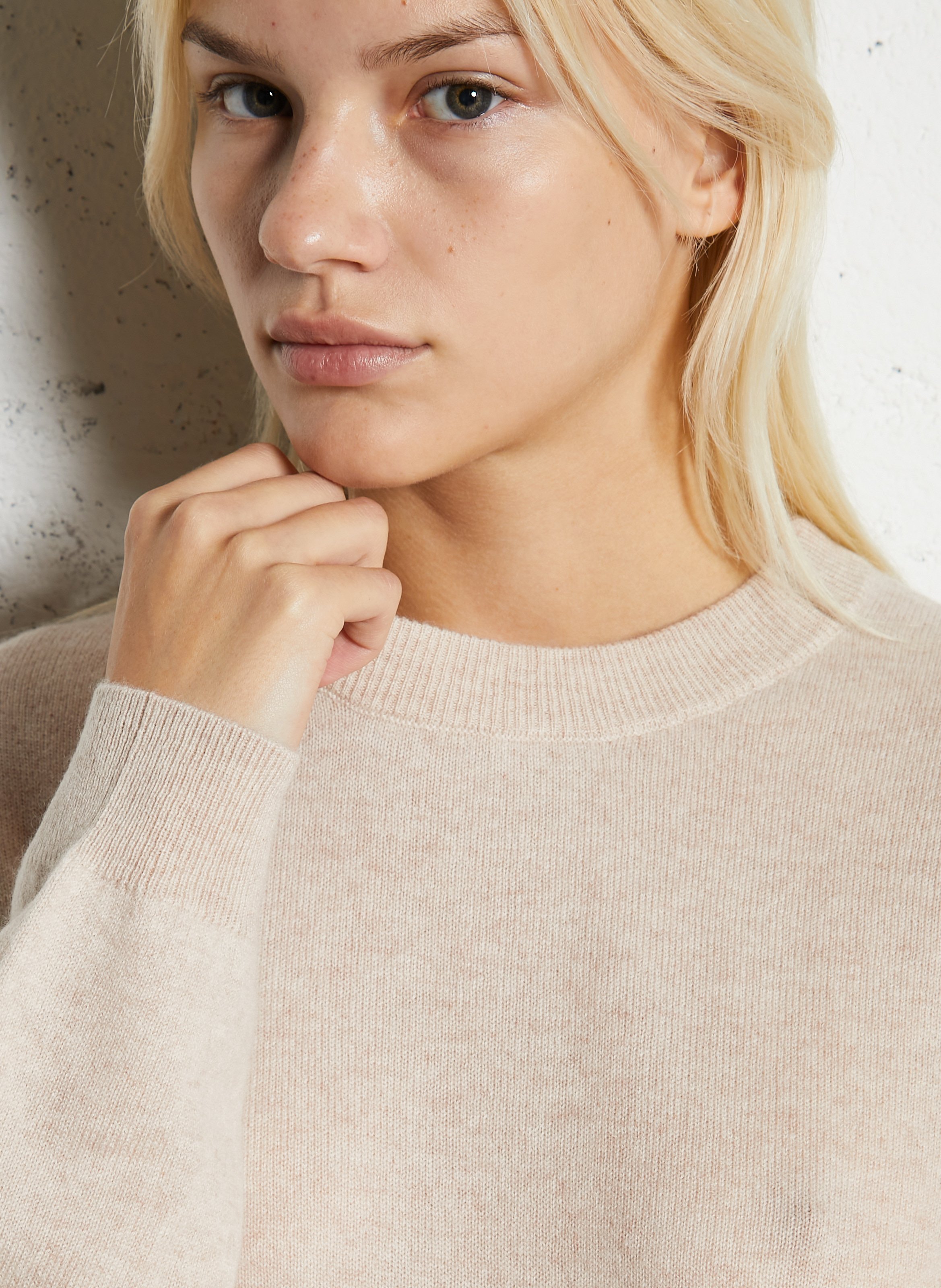 Pull ample col rond en cachemire SUD EXPRESS Beige