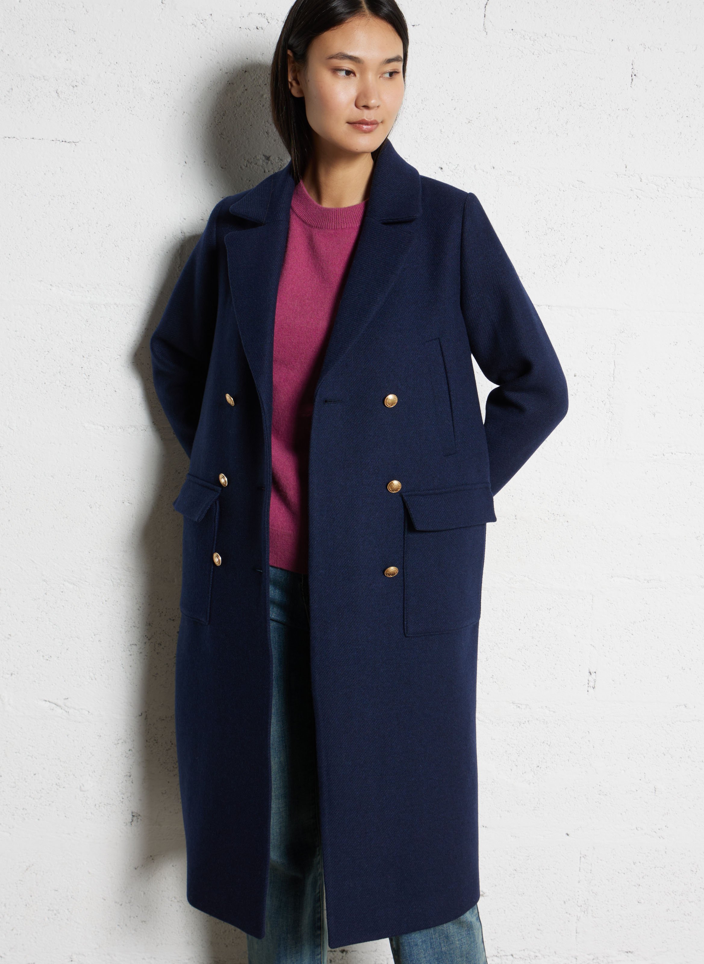 Oversized wool-blend coat with tailored collar I CODE Blue