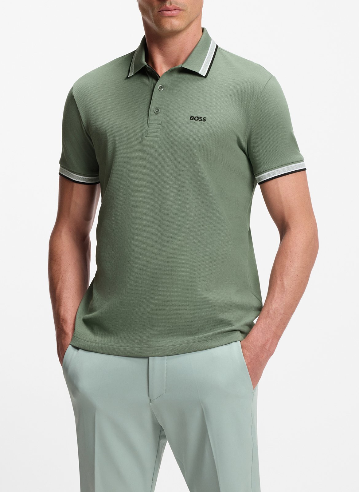Regular-fit cotton polo shirt BOSS Khaki