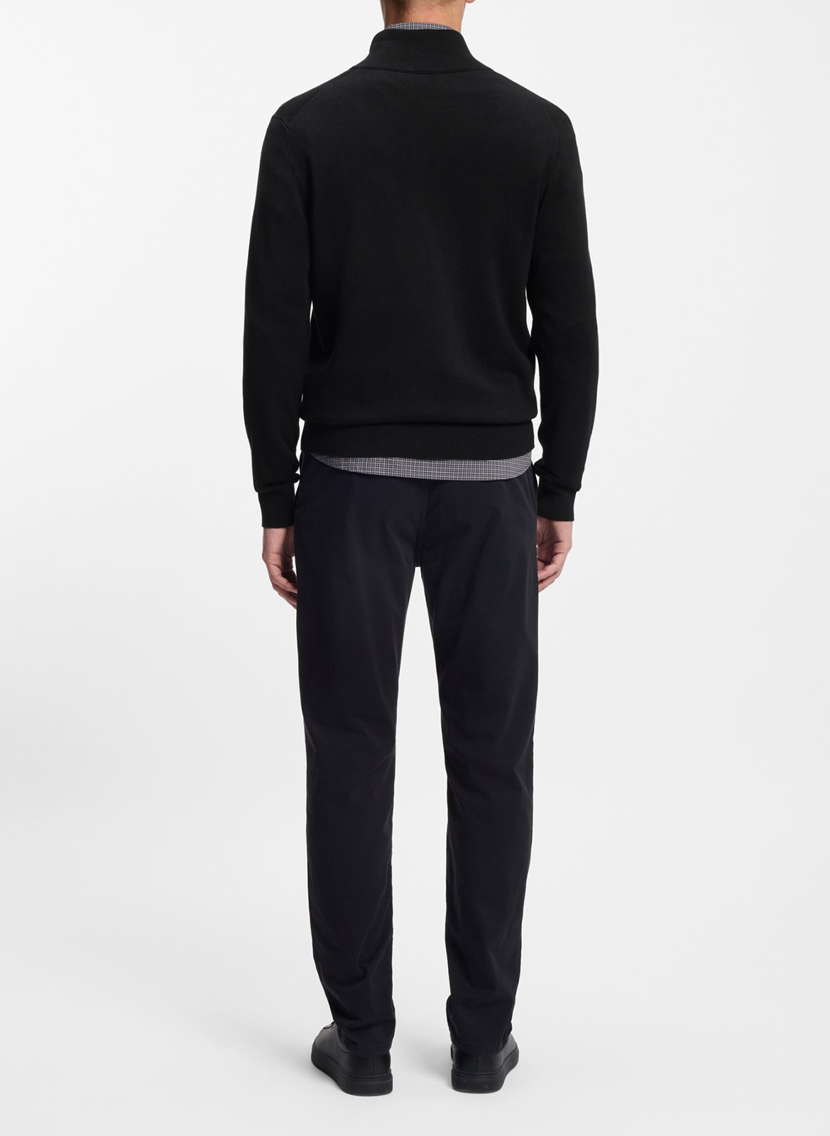 High-neck cardigan in cotton and cashmere blend BOSS Black