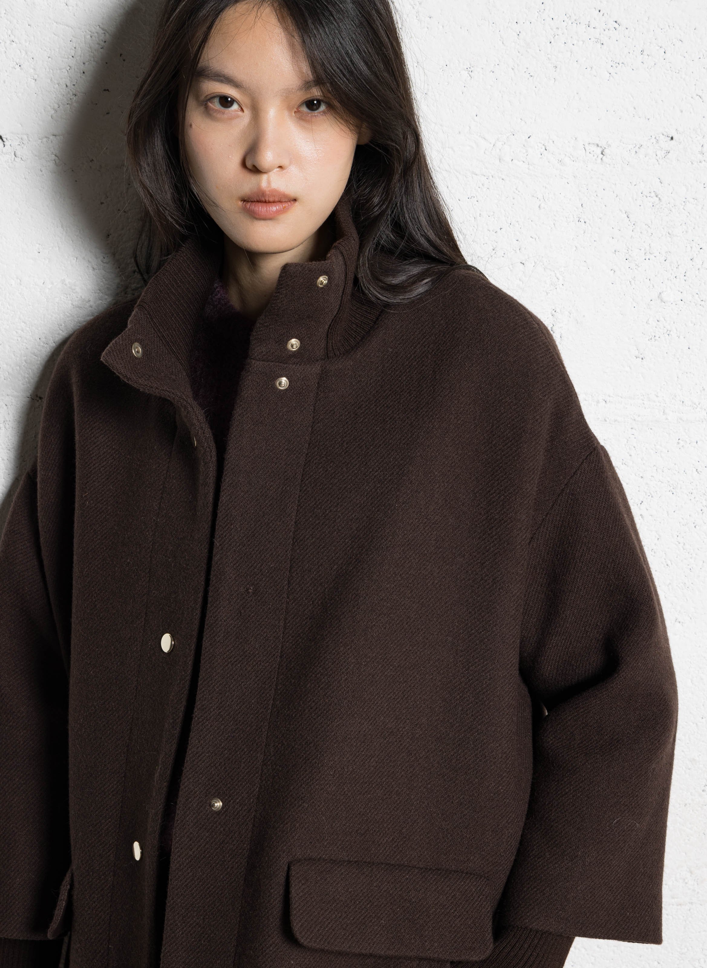 Long oversized solid coat MAISON 123 Brown