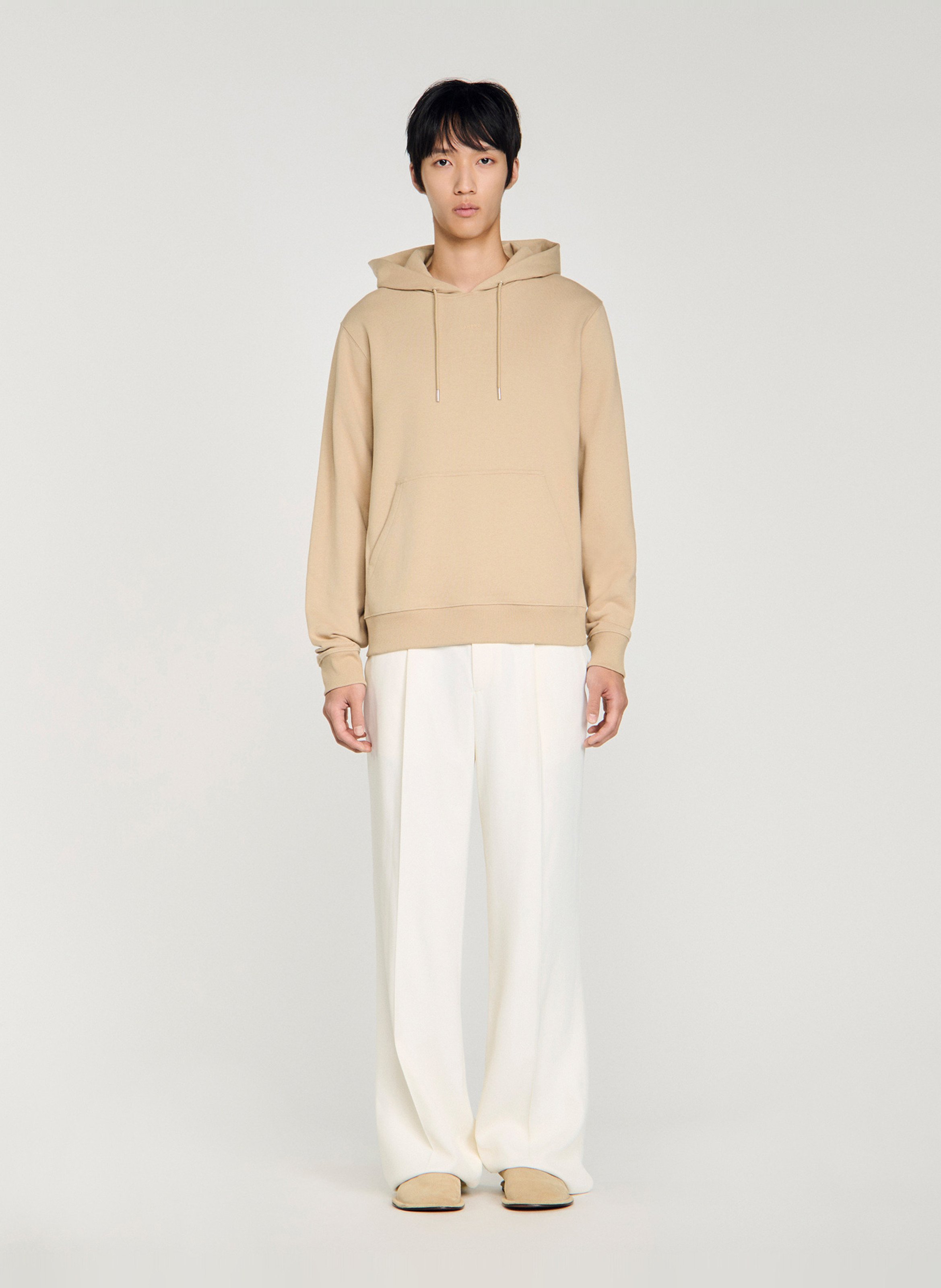 Sweat à capuche en coton SANDRO Beige