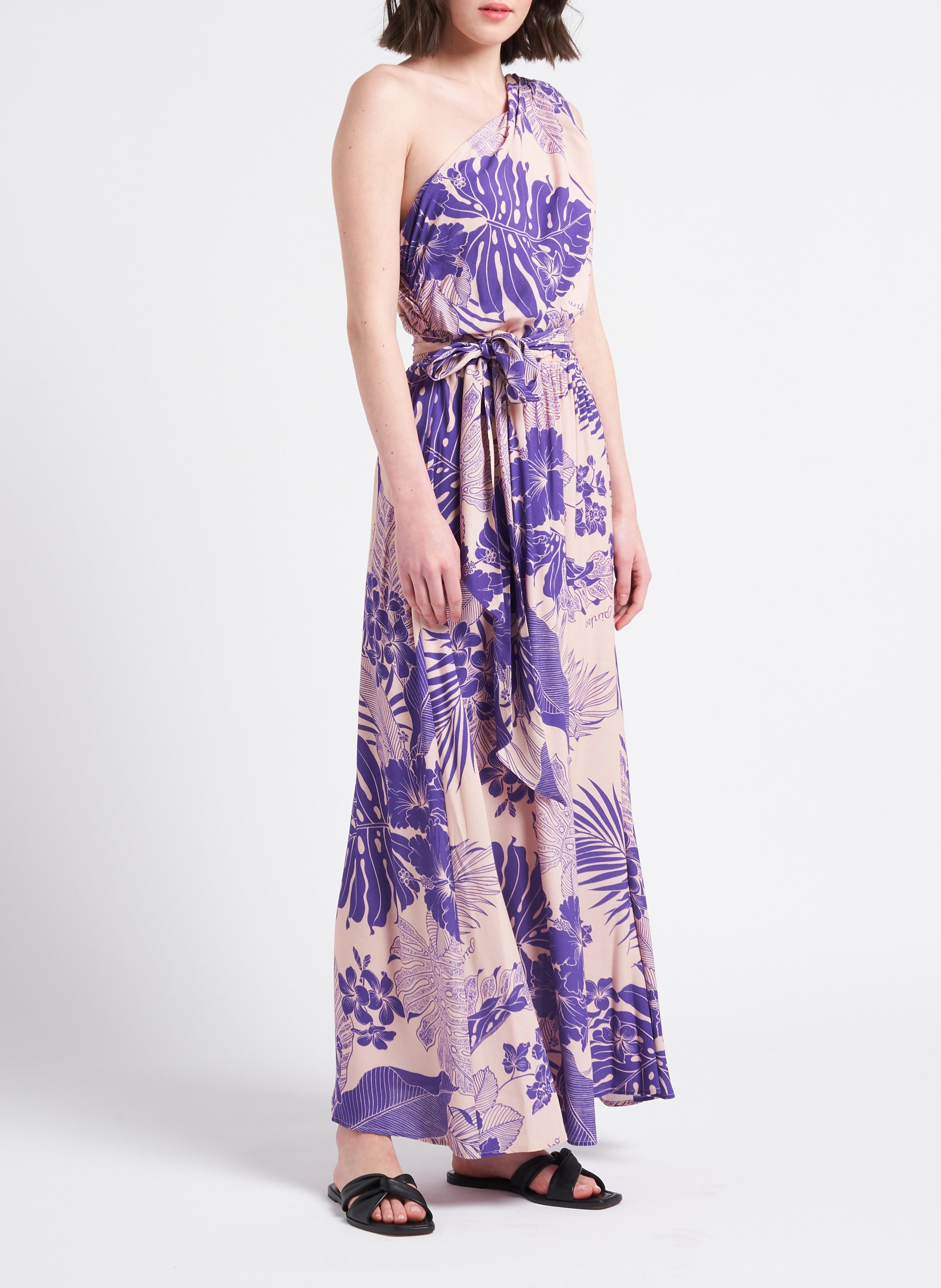 Robe longue asymétrique à fleurs  PINKO Violet