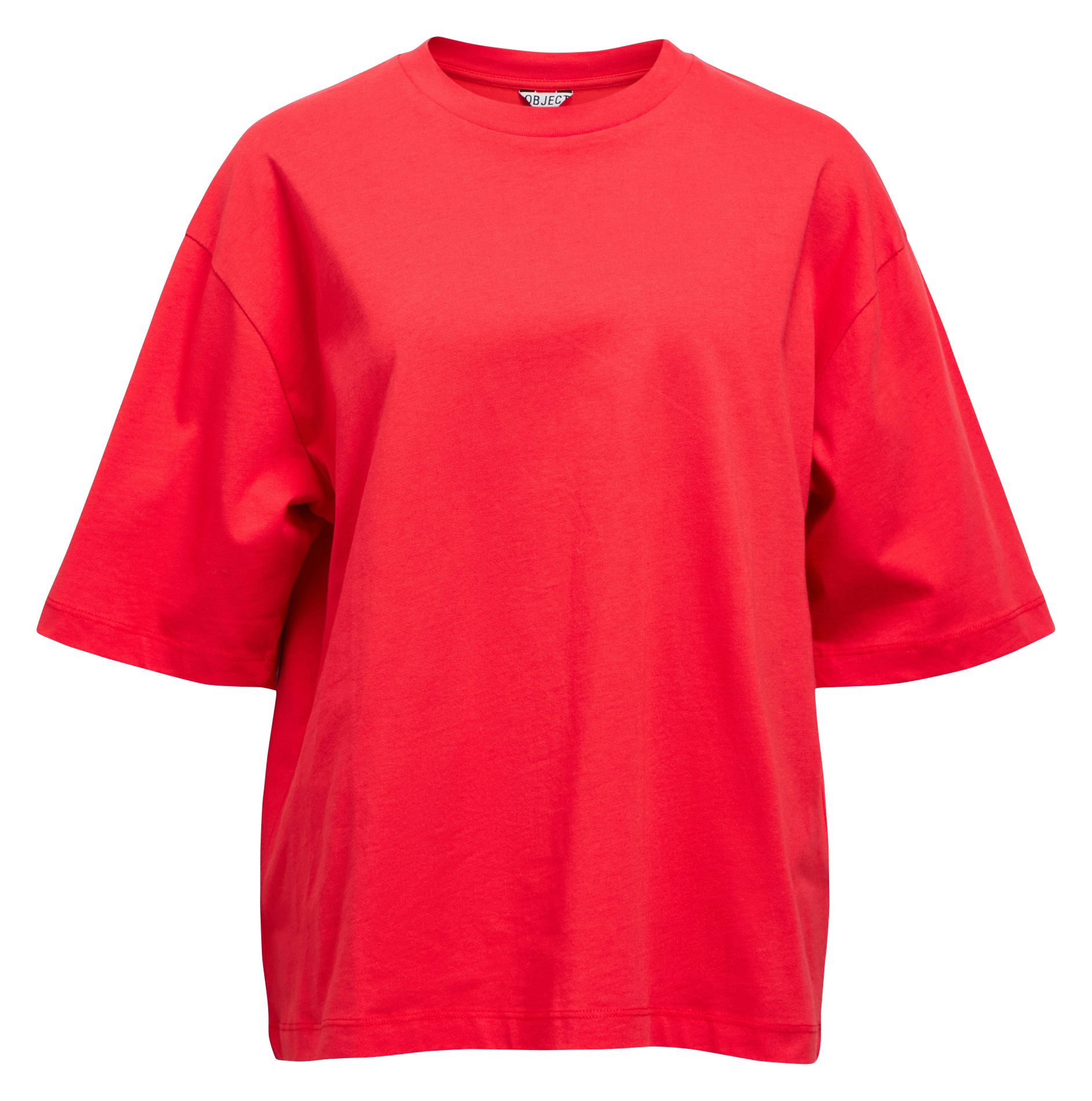 Tee-shirt col rond en coton bio mélangé OBJECT Rouge