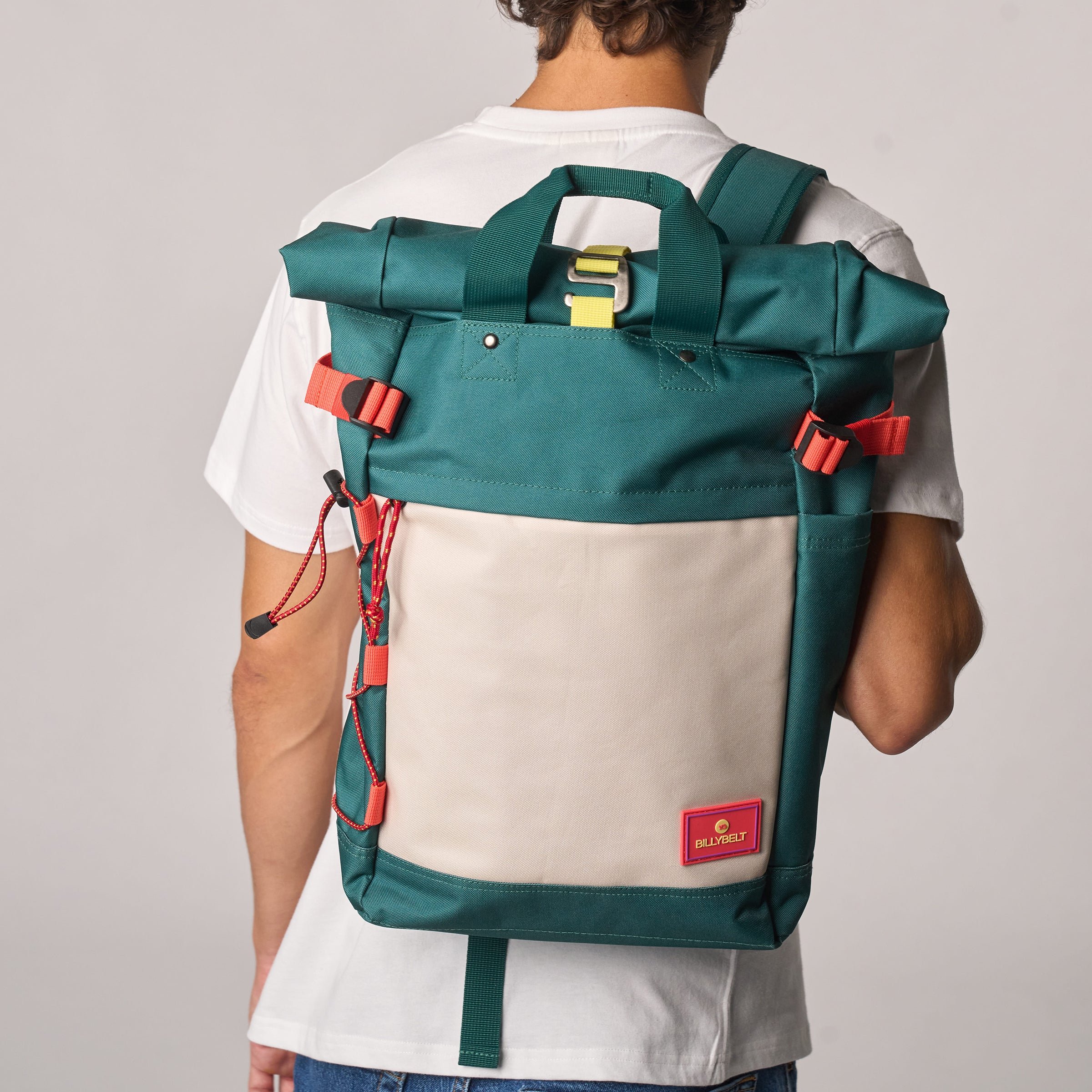 Recycled polyester rolltop backpack Green