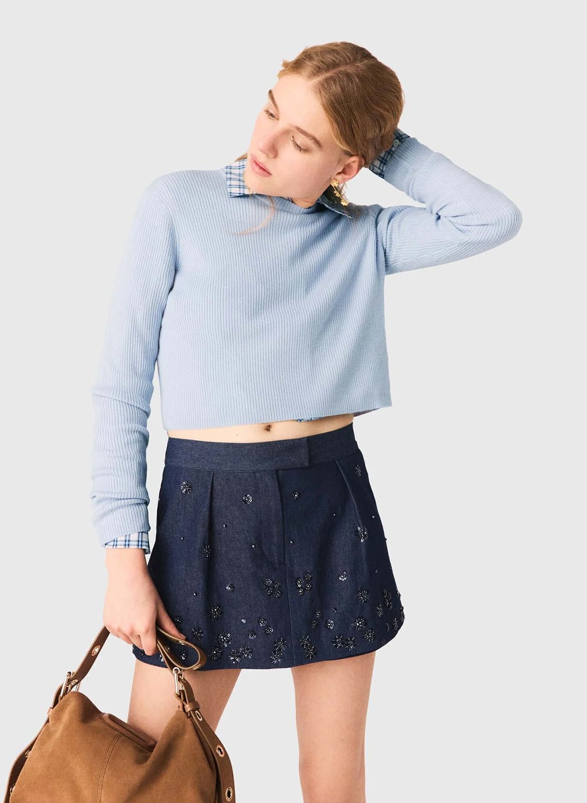 Gebreide effen trui van wol MAJE Blauw