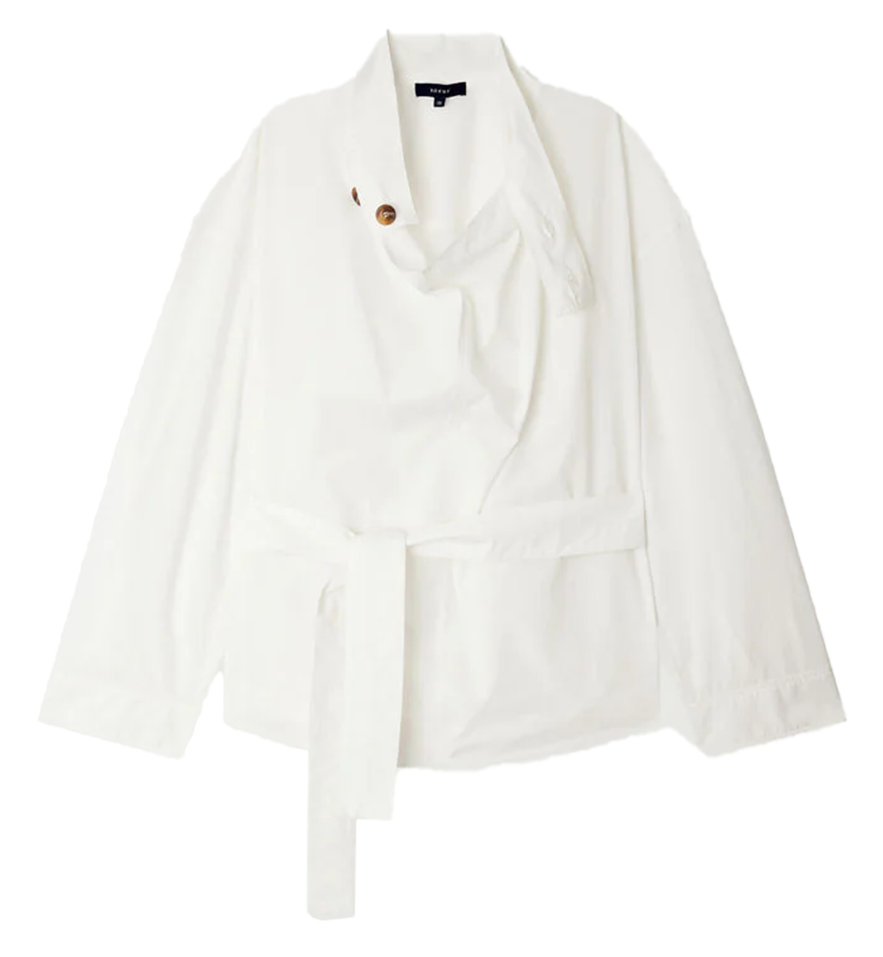 Wijdvallende blouse met opstaande kraag van biologisch katoen SOEUR Beige