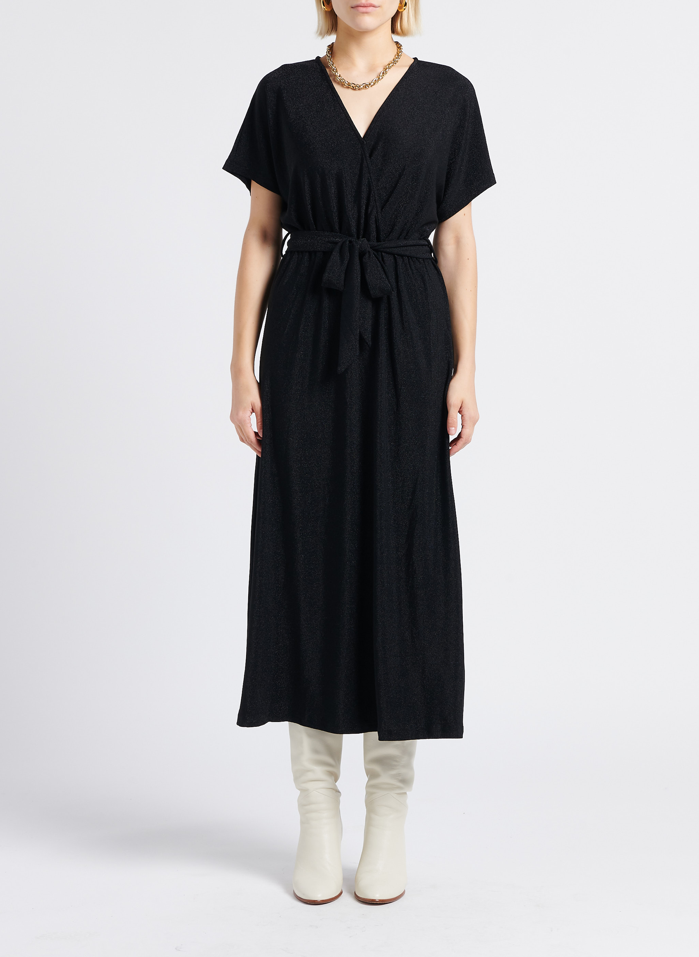 Robe longue col V  GRACE ET MILA Noir