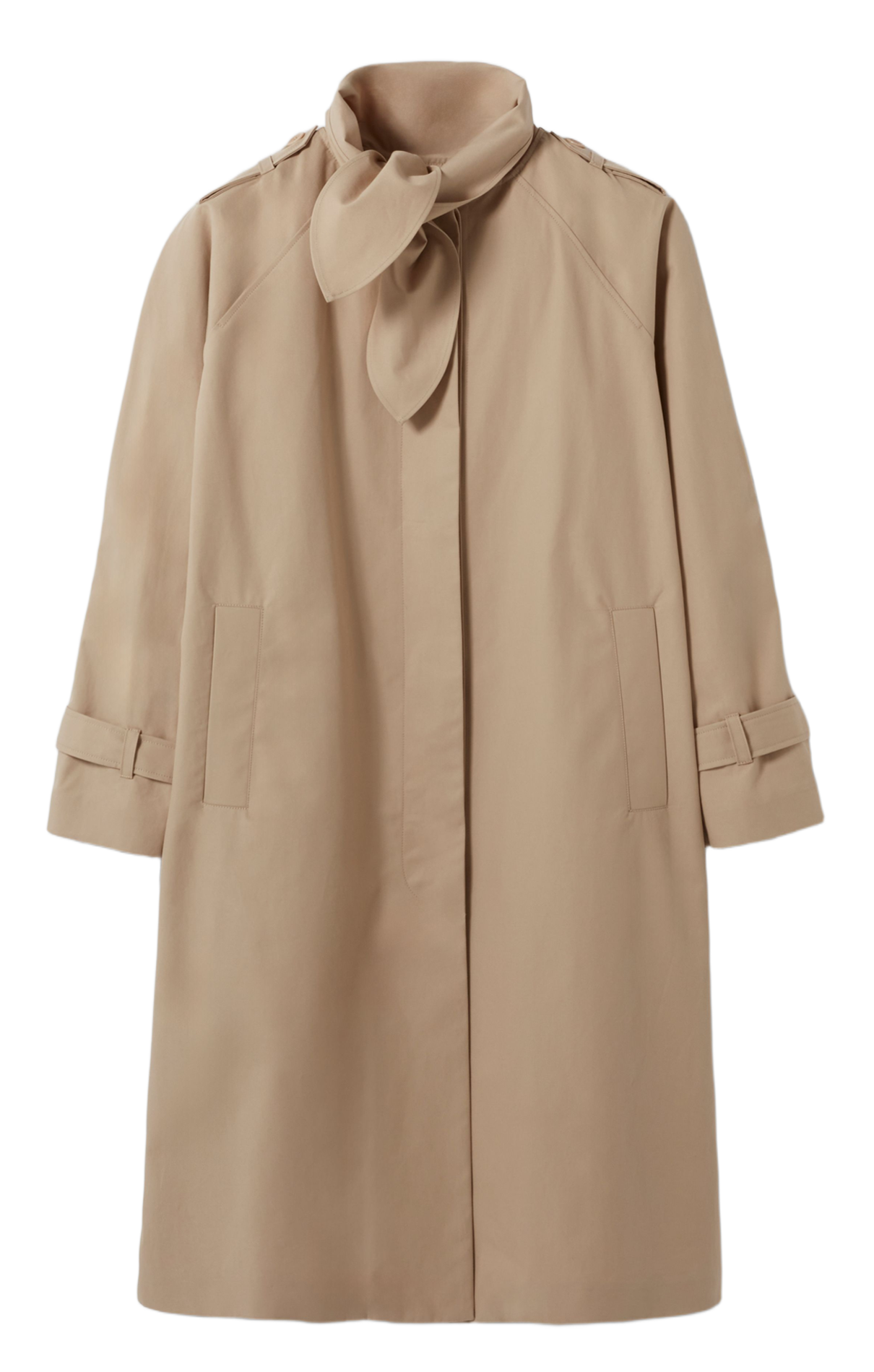 Trench droit col lavallière en coton CLAUDIE PIERLOT Beige