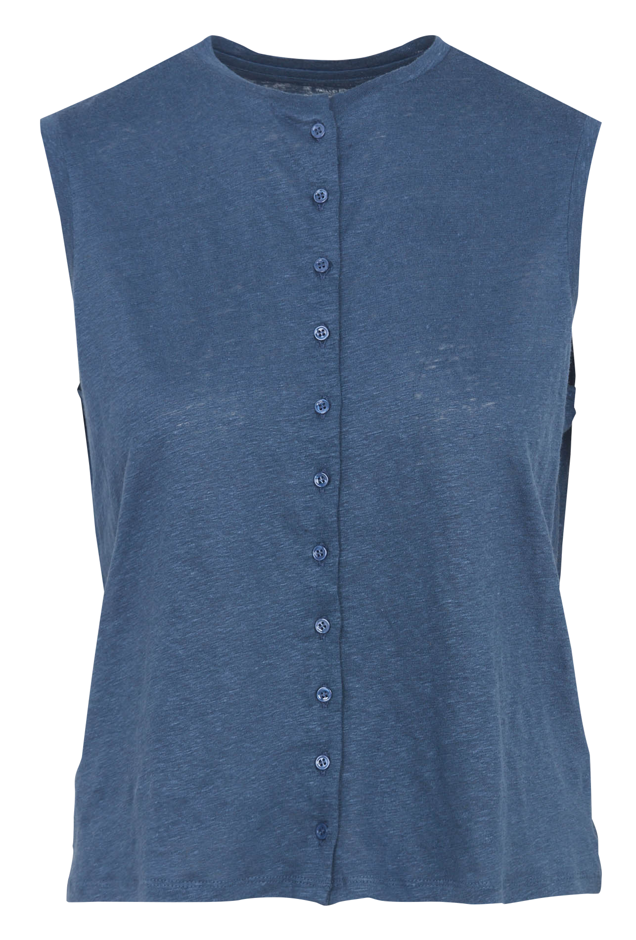 Top sans manches boutonné en lin mélangé MAJESTIC FILATURES Bleu