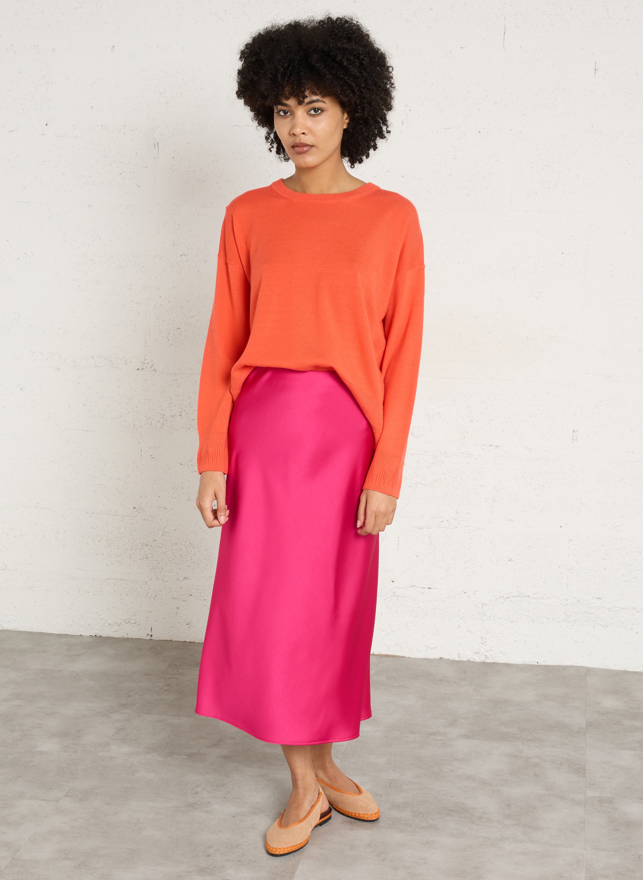 Pull ample col rond ouverture dos en laine MAISON ANJE Rouge