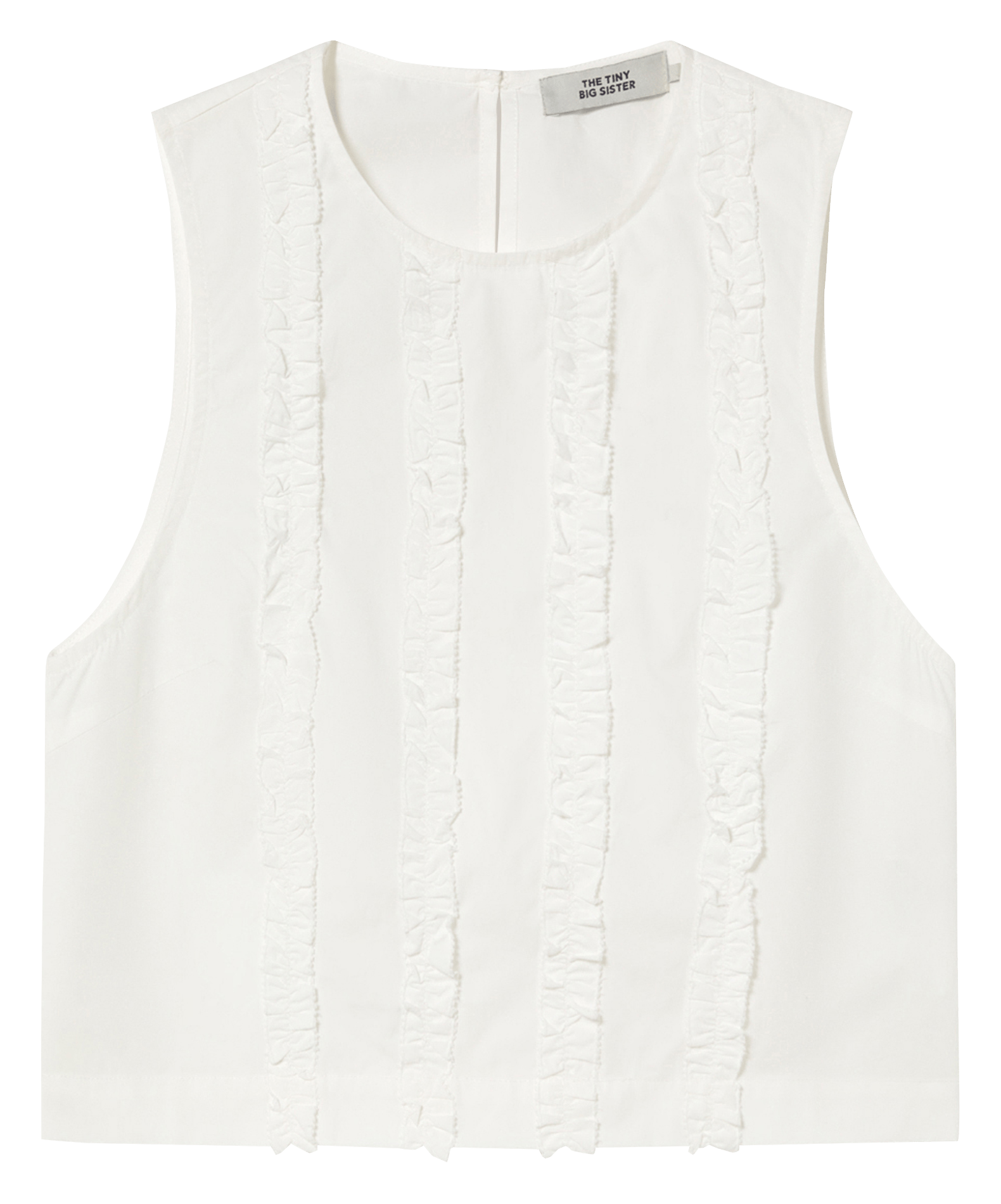 Top sans manches à froufrous en coton THE TINY BIG SISTER Blanc