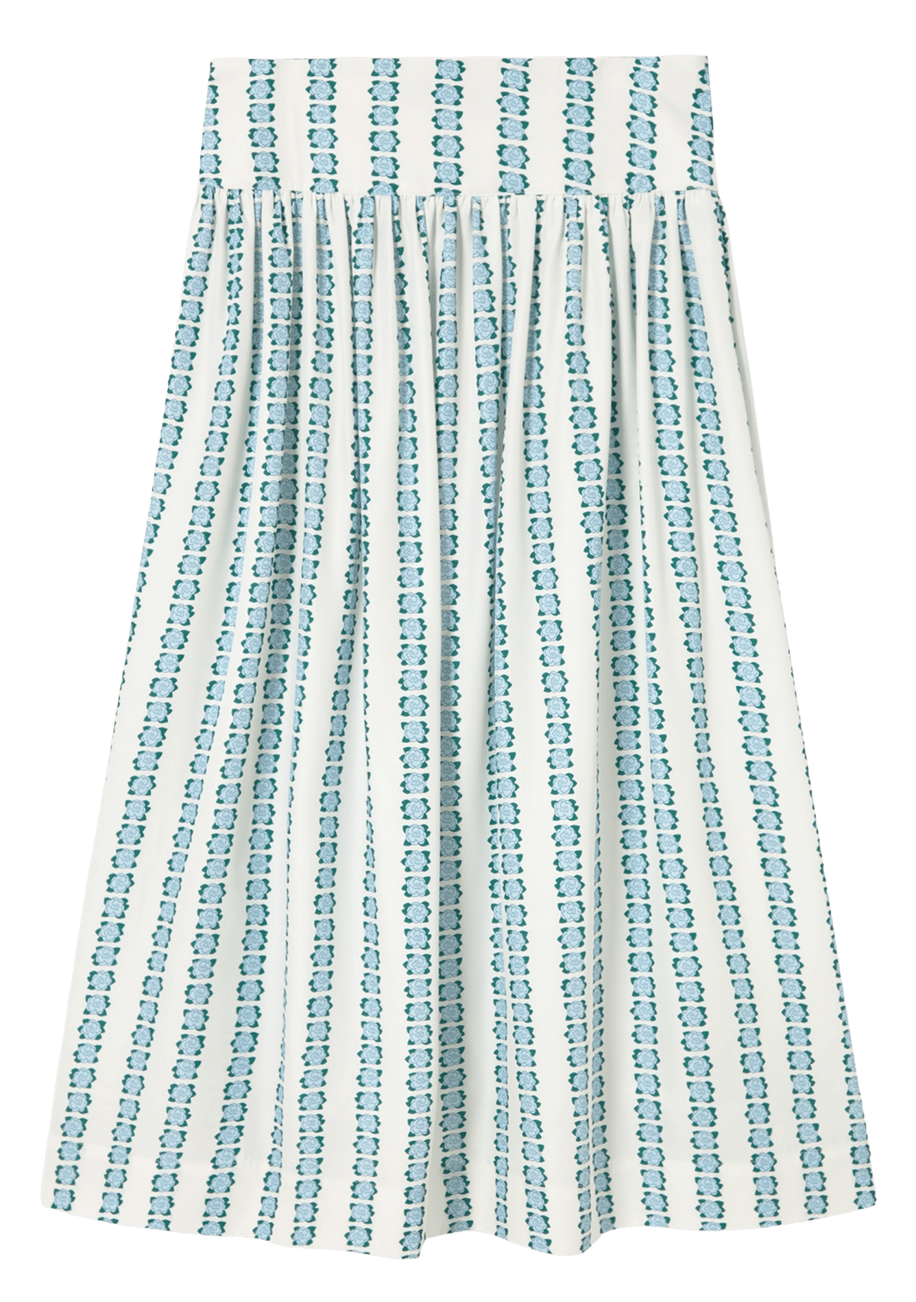 Jupe midi évasée imprimé fleuri THE TINY BIG SISTER Blanc