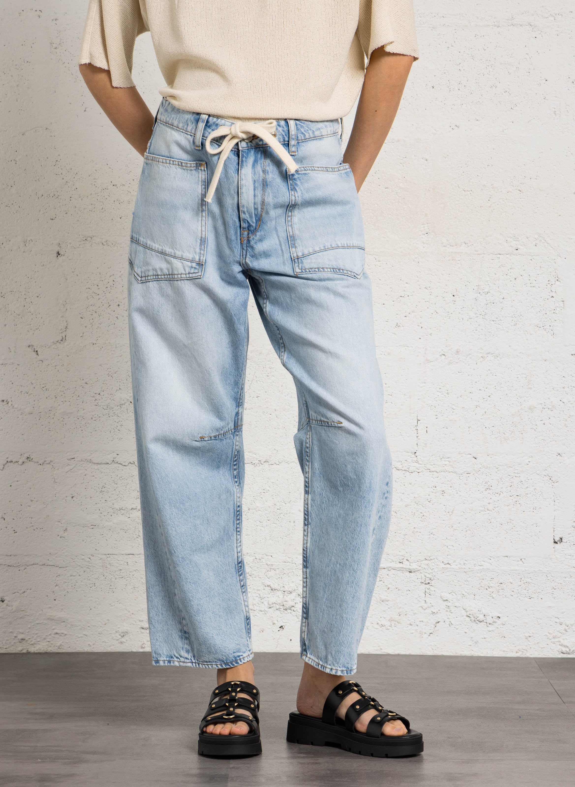 Jean large délavé LE TEMPS DES CERISES Bleu