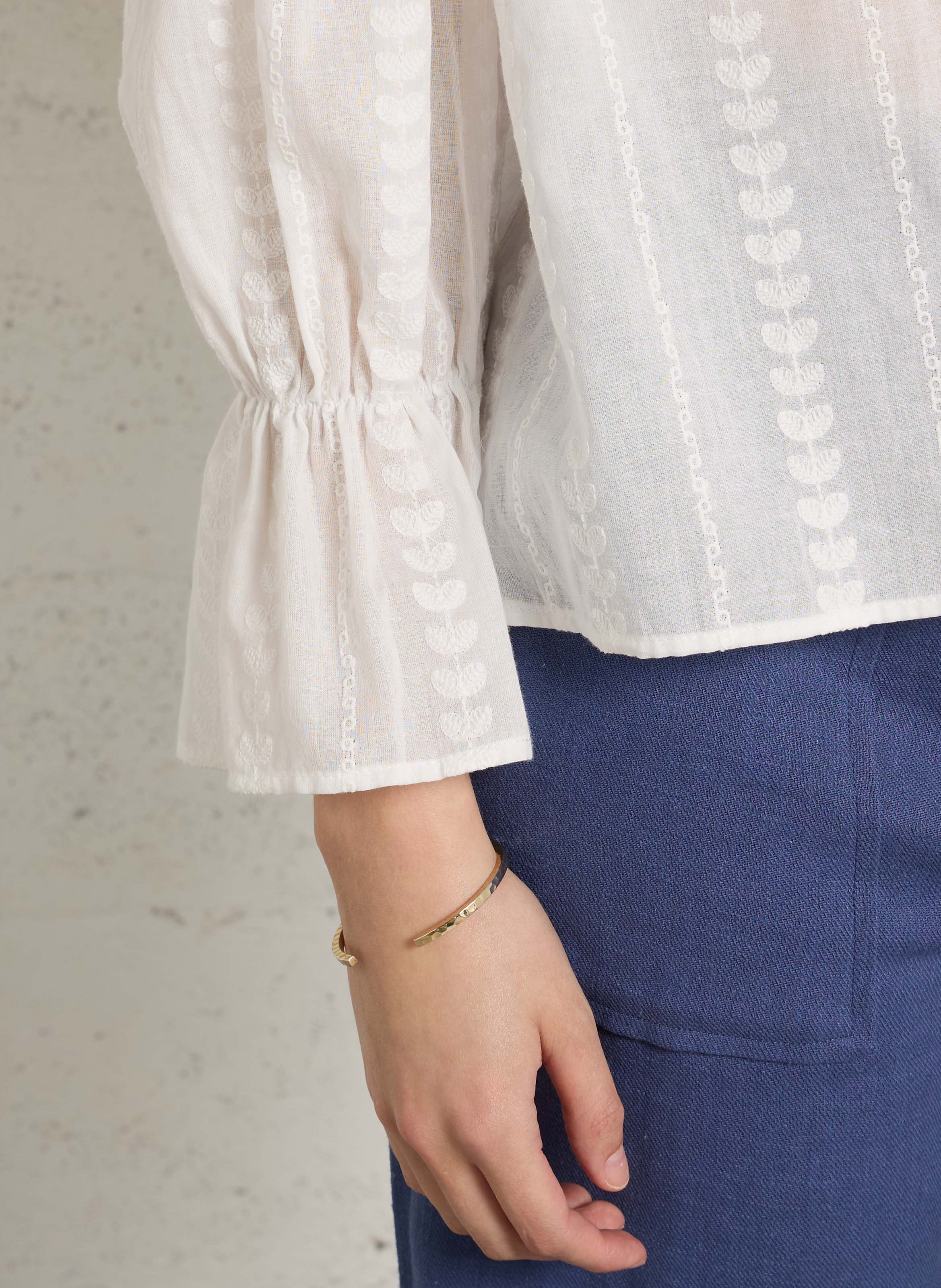 Blouse brodée droite en coton THE KORNER Blanc