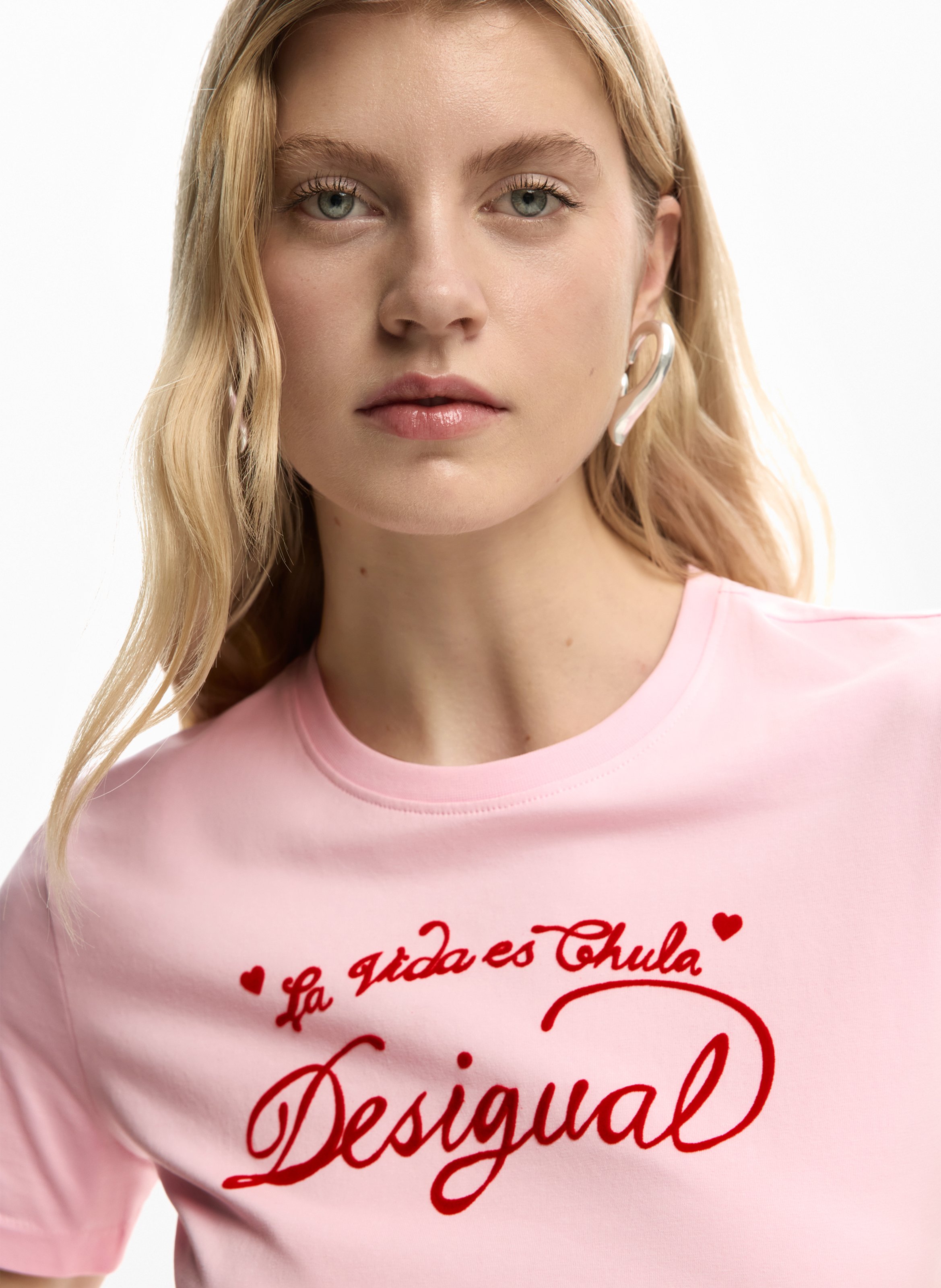 Camiseta recta estampada al frente DESIGUAL Rojo