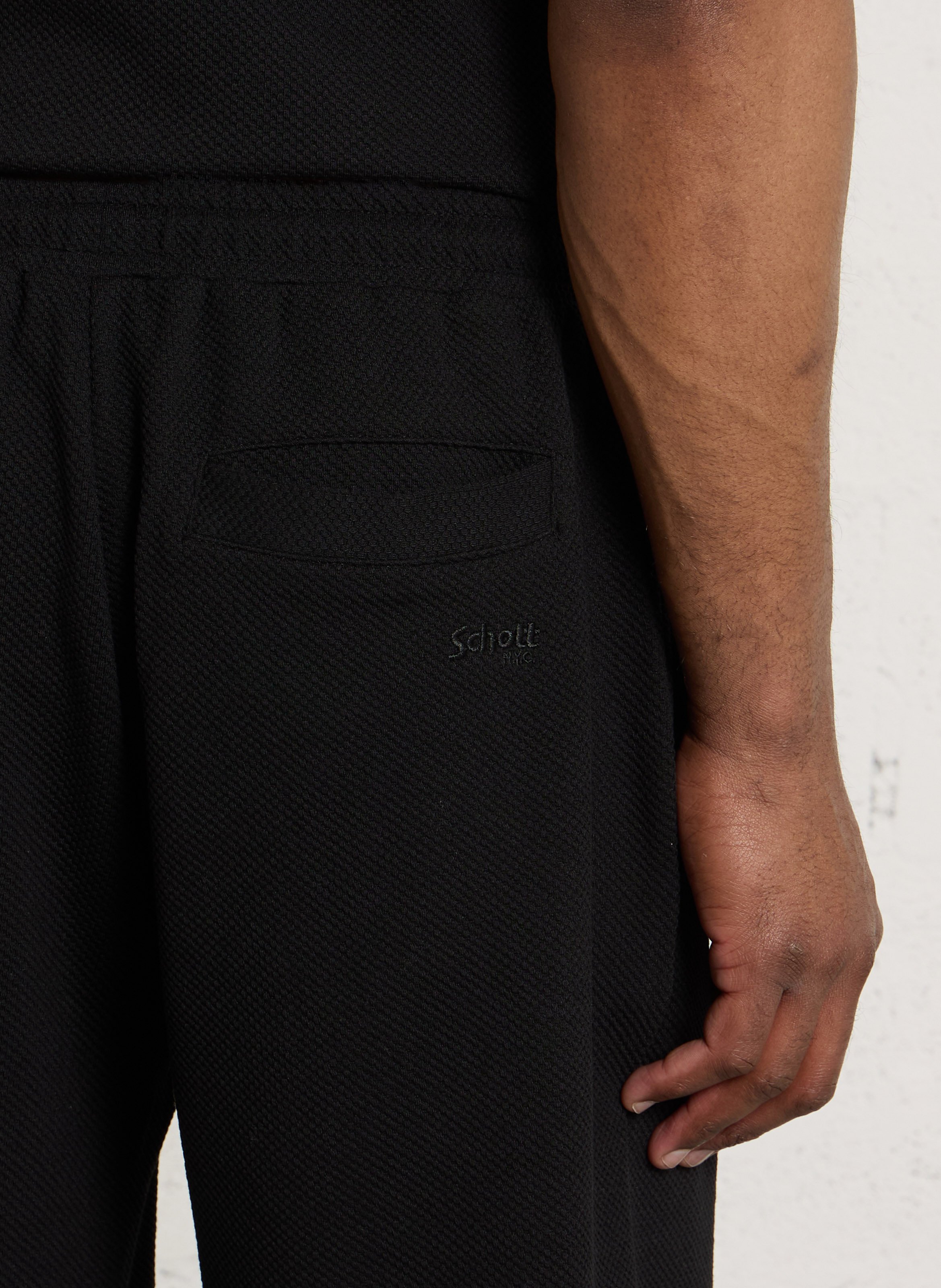 Short droit texturé SCHOTT Noir