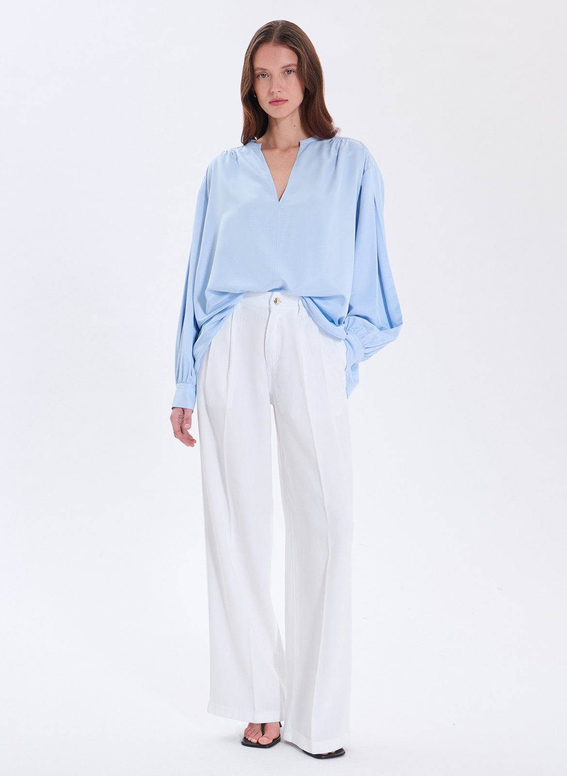 Top droit col V ZAPA Bleu