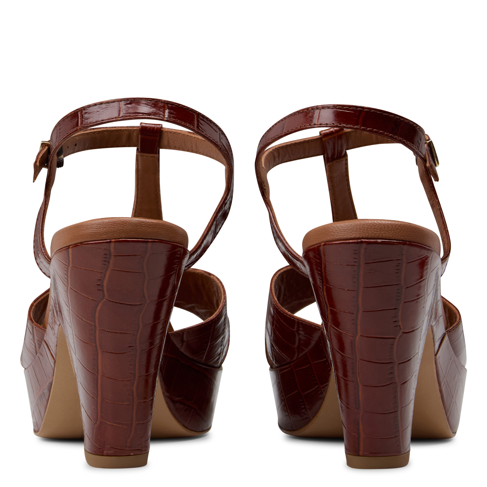 Sandales à talon en cuir embossé MAISON 123 Beige