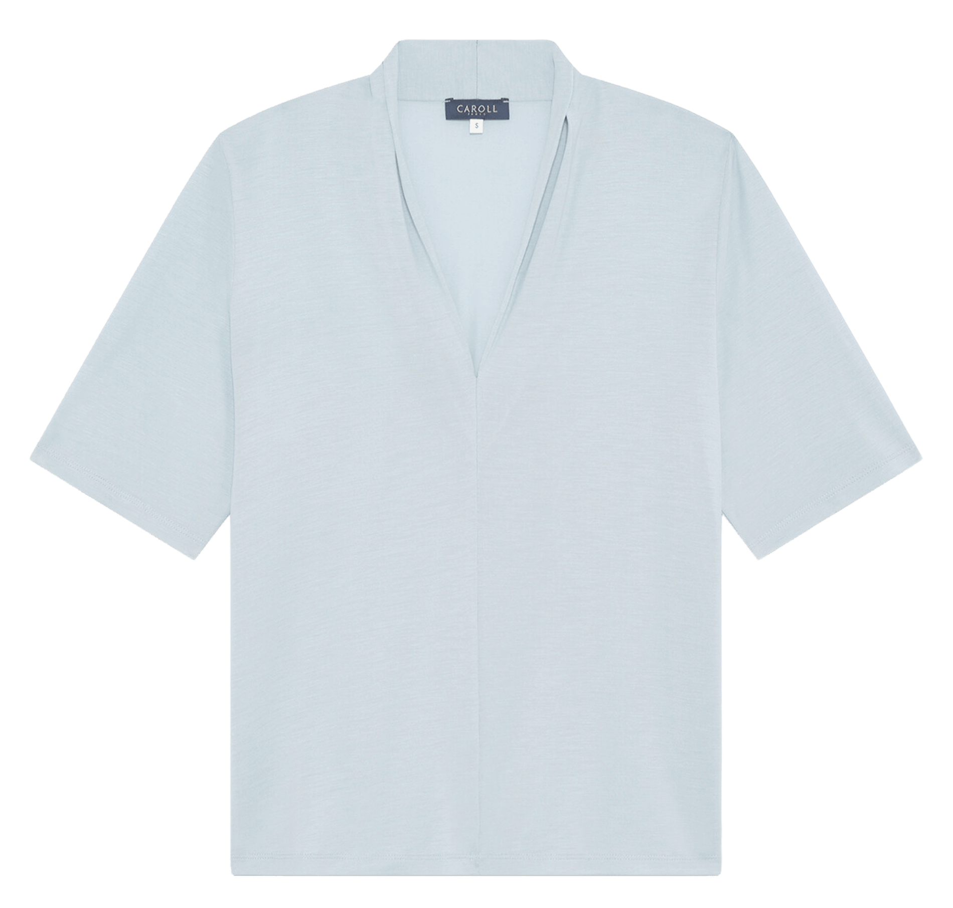 Tee-shirt fluide col V uni CAROLL Bleu