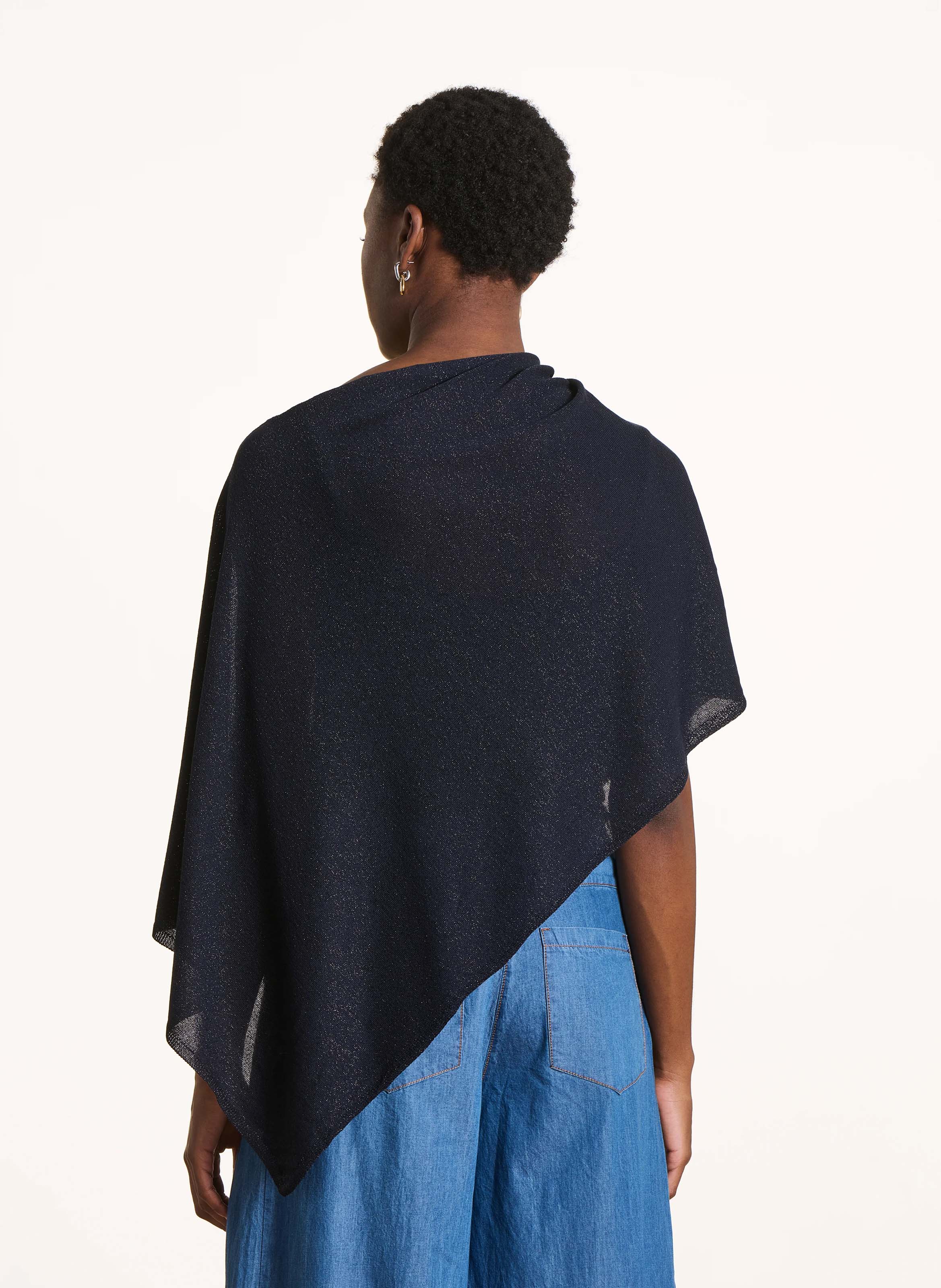 Iridescent poncho LA FEE MARABOUTEE Blue