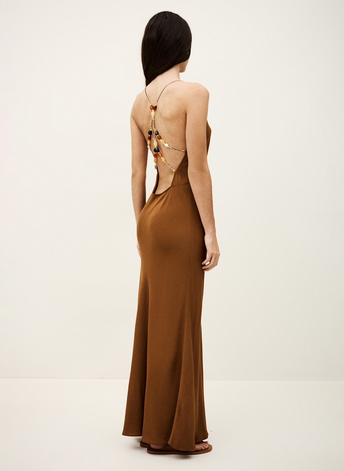 Robe longue col V BA&SH Marron