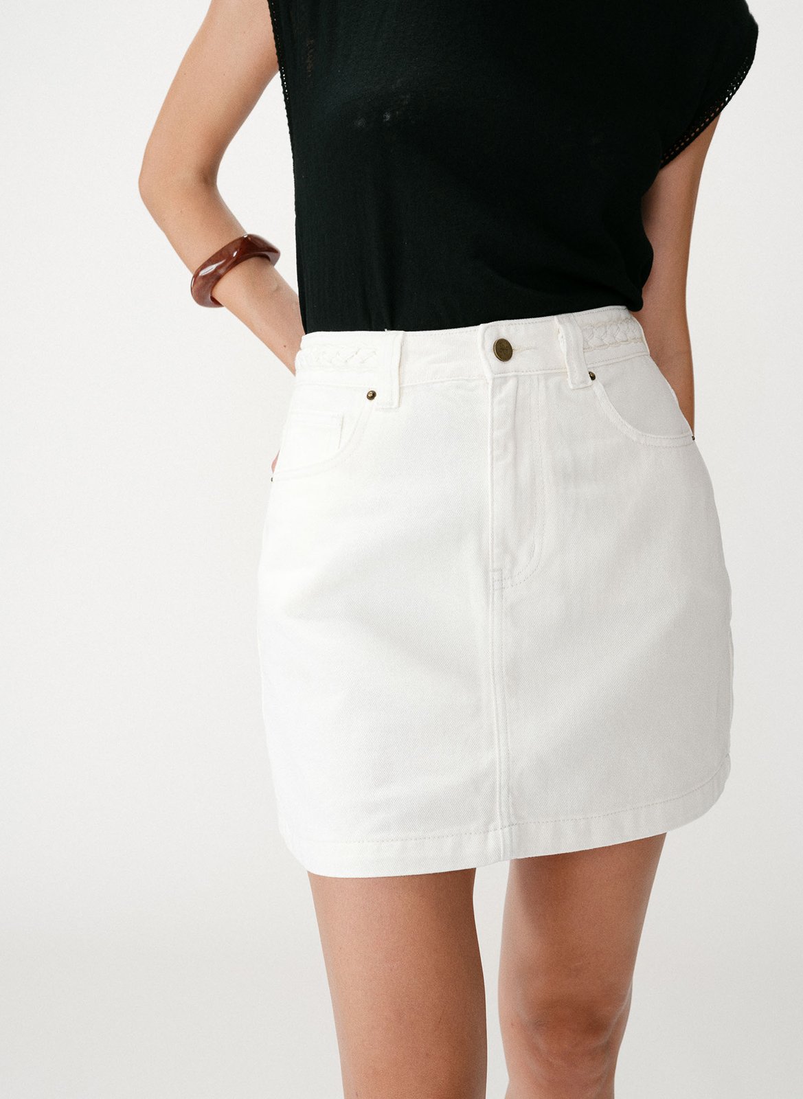 Korte, katoenen spijkerrok GRACE ET MILA Wit
