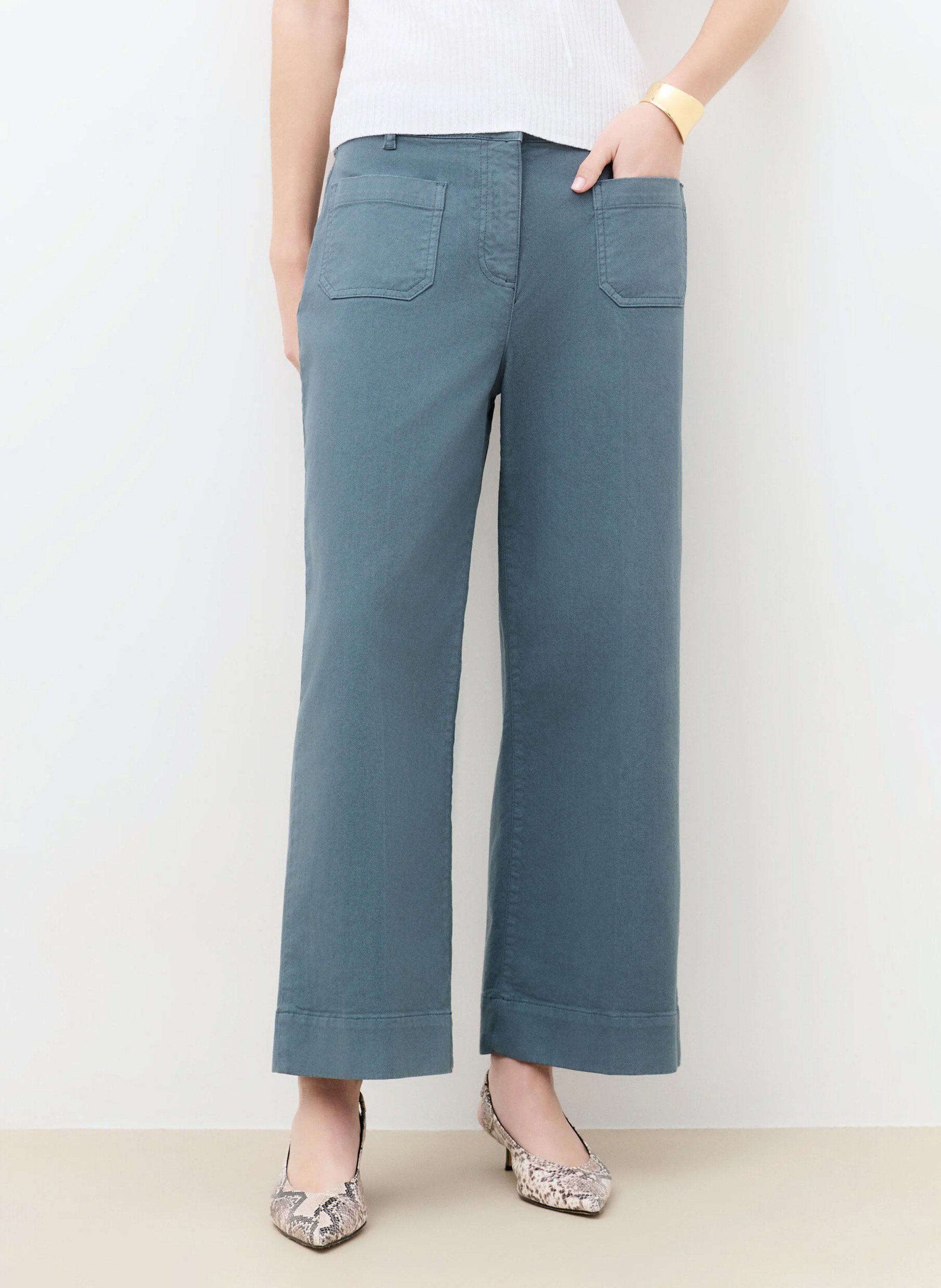 Pantalon droit en coton mélangé CAROLL Vert