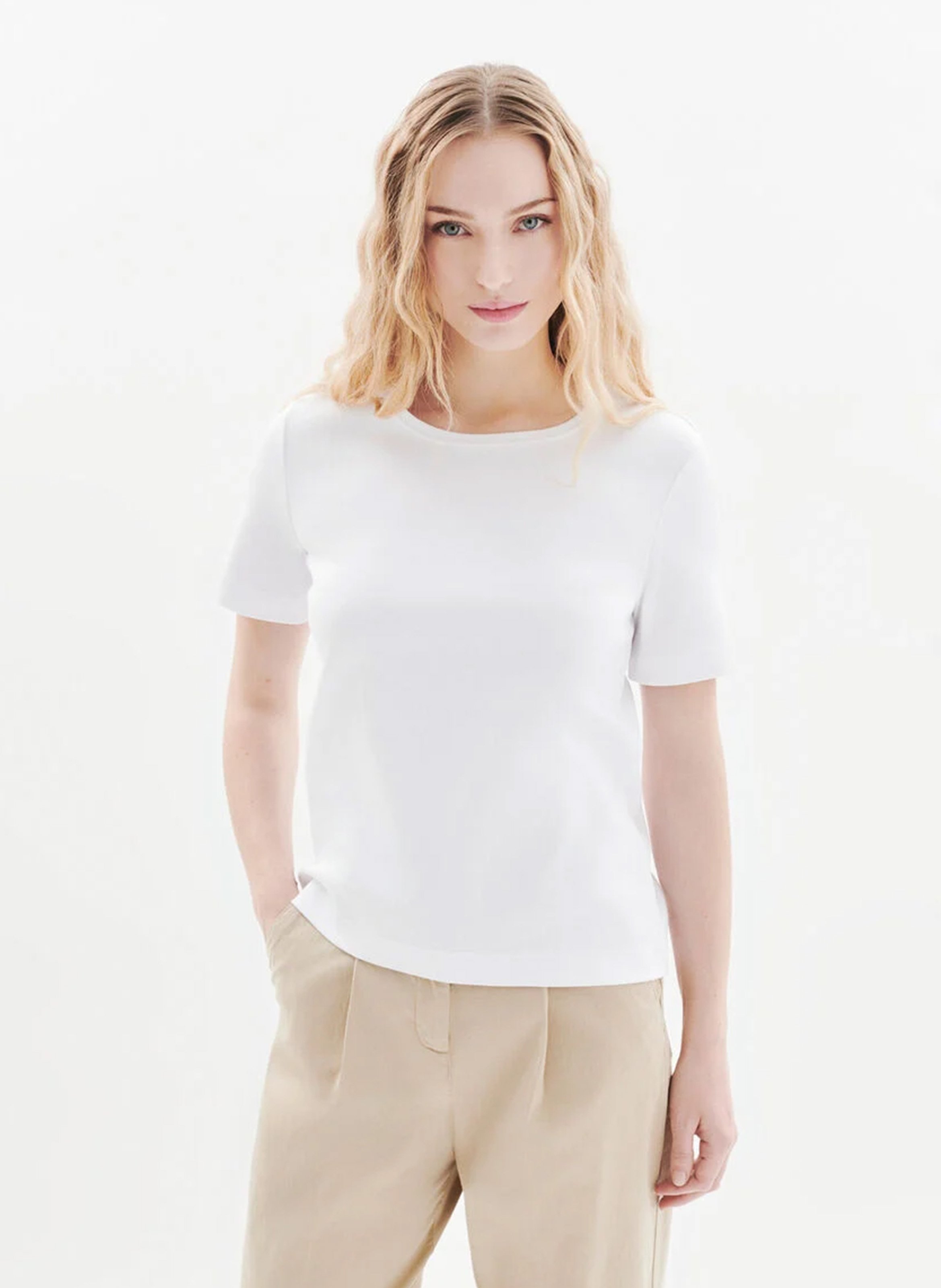 Baumwoll-Pullover mit Rundhalsausschnitt CAROLL Weiss